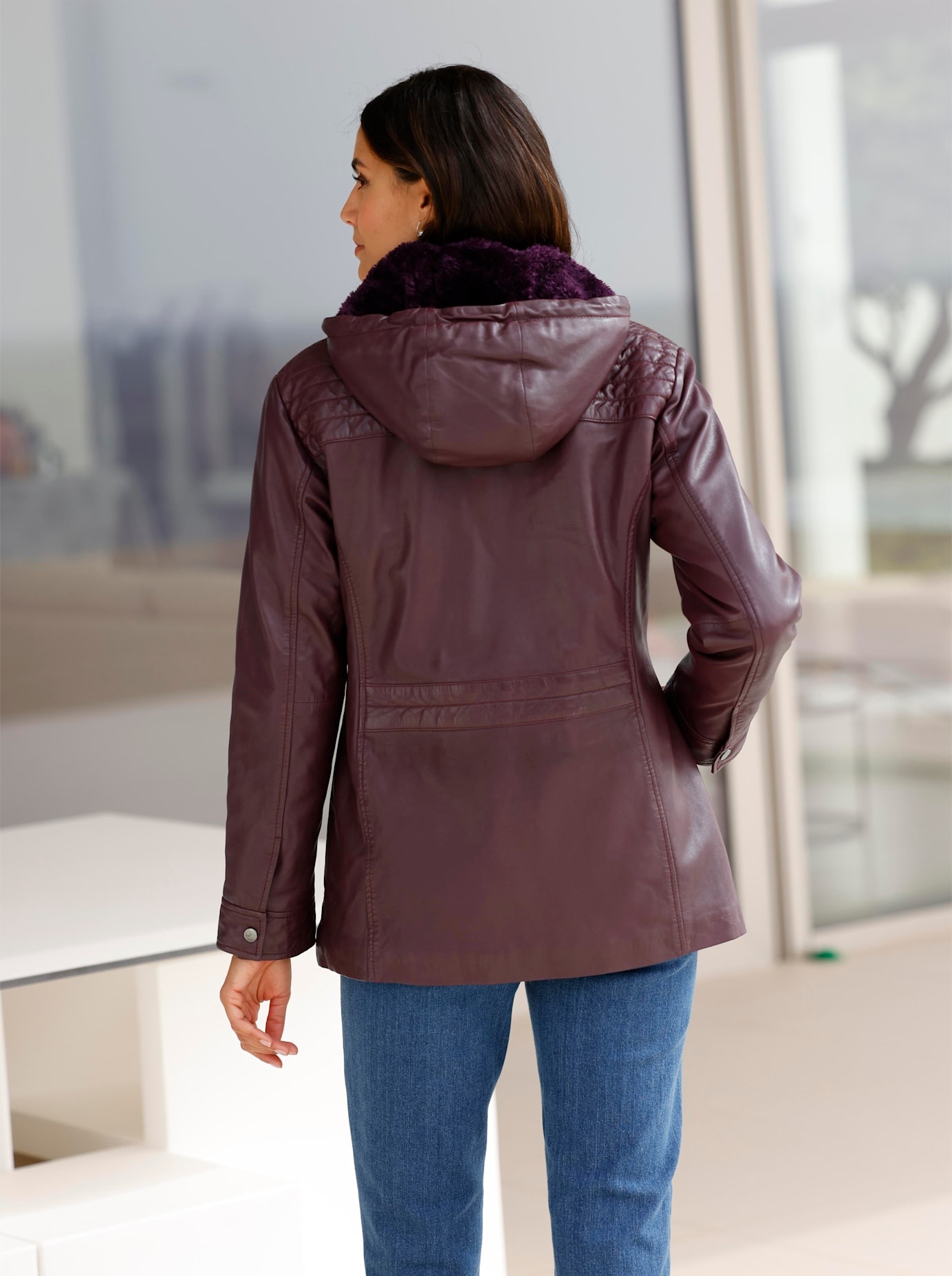 Inspirationen Lederjacke, mit Kapuze günstig online kaufen