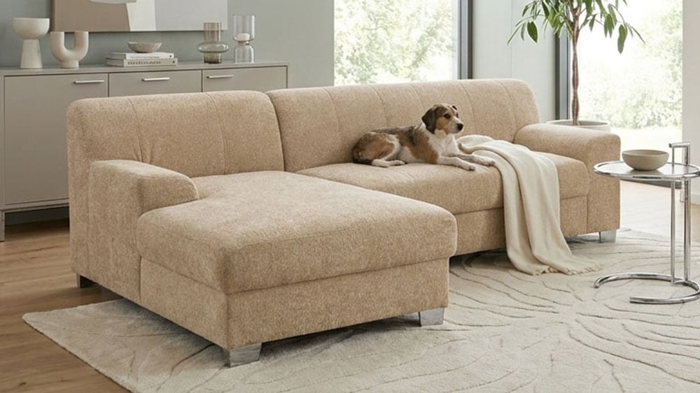 OTTO home "Lolland 241 x 146 cm, modern, mit Steppungen, mittelfester Sitz" L-Form, aus Pet Friendly Bezug