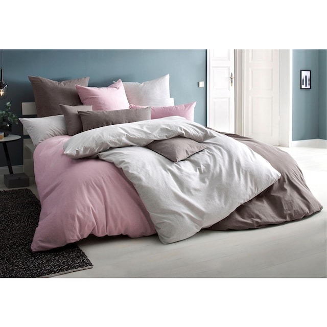 Luxus Bettwäsche-Set 2/3 tlg Bettbezug Kissenbezüg 100% Baumwolle Weiß Grau Rosa 