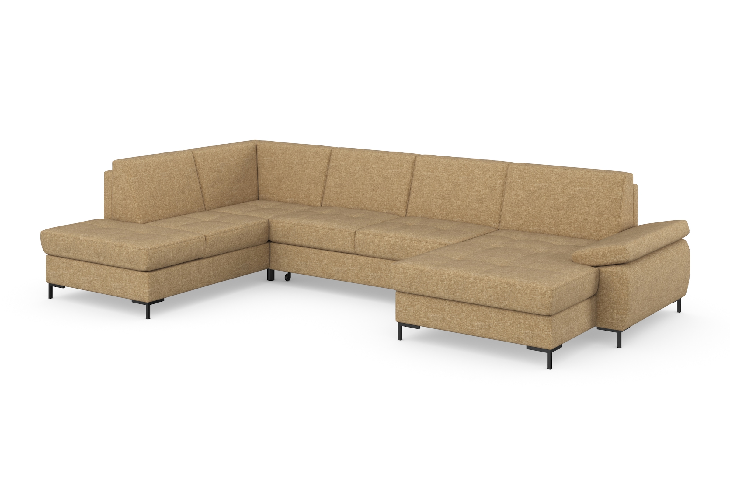 DOMO collection Wohnlandschaft »Capelo, komfortabel, klare Linien zeichnen dieses Design aus, U-Form«, mit Armteilverstellung, wahlweise mit Bettfunktion, Federkern
