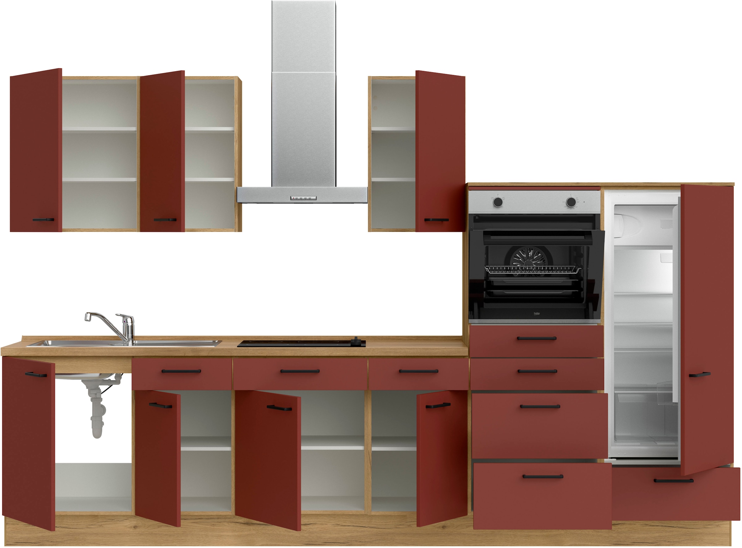 nobilia® Küchenzeile »"Easytouch I"«, vormontiert, Ausrichtung wählbar, Breite 330 cm, wahlw. mit E-Geräten