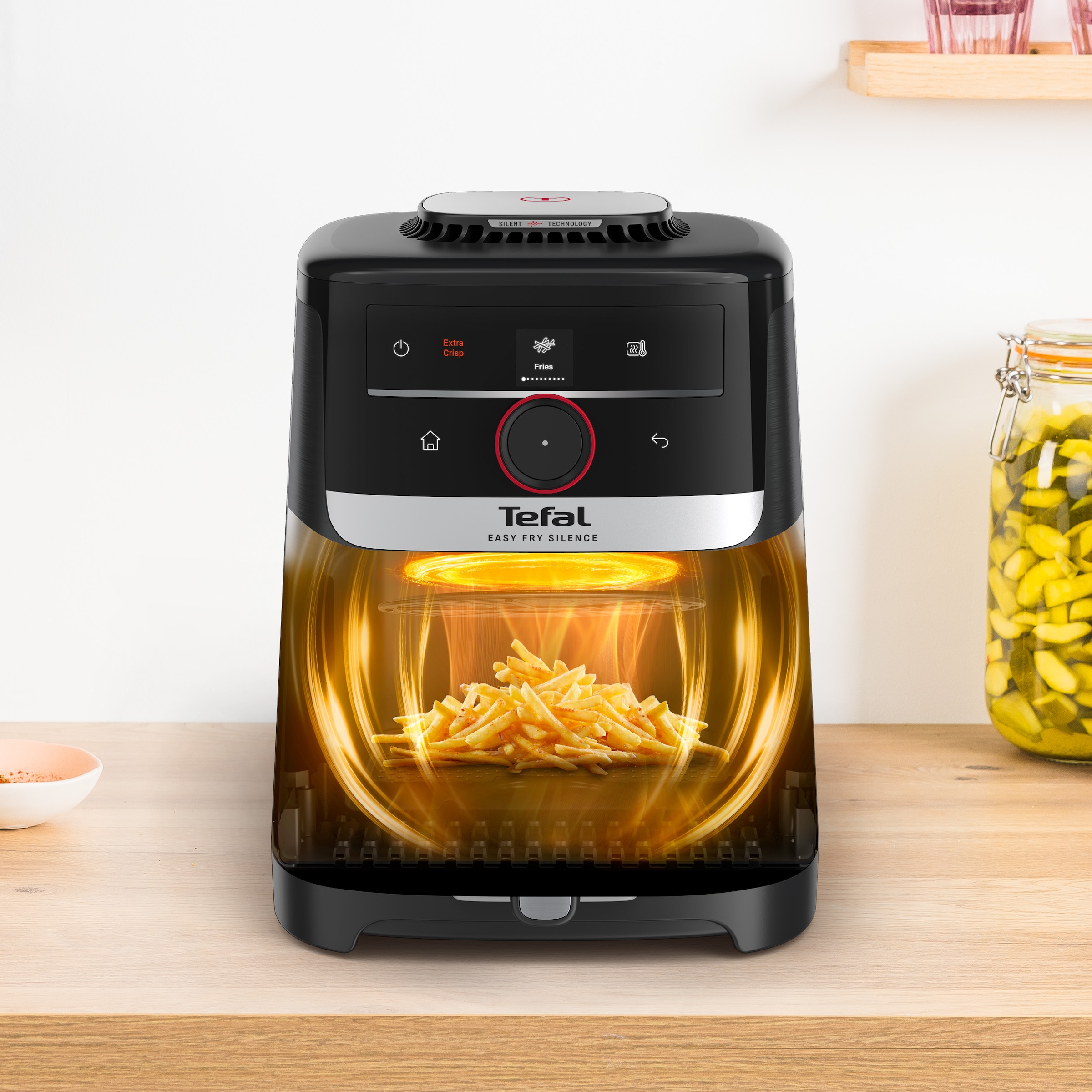 Tefal Heißluftfritteuse »EY5728 Easy Fry Smart & Silence«, 1670 W, extrem leise, Smart-Assist-System, 40°C bis 220°C, Edelstahl, 5,0l