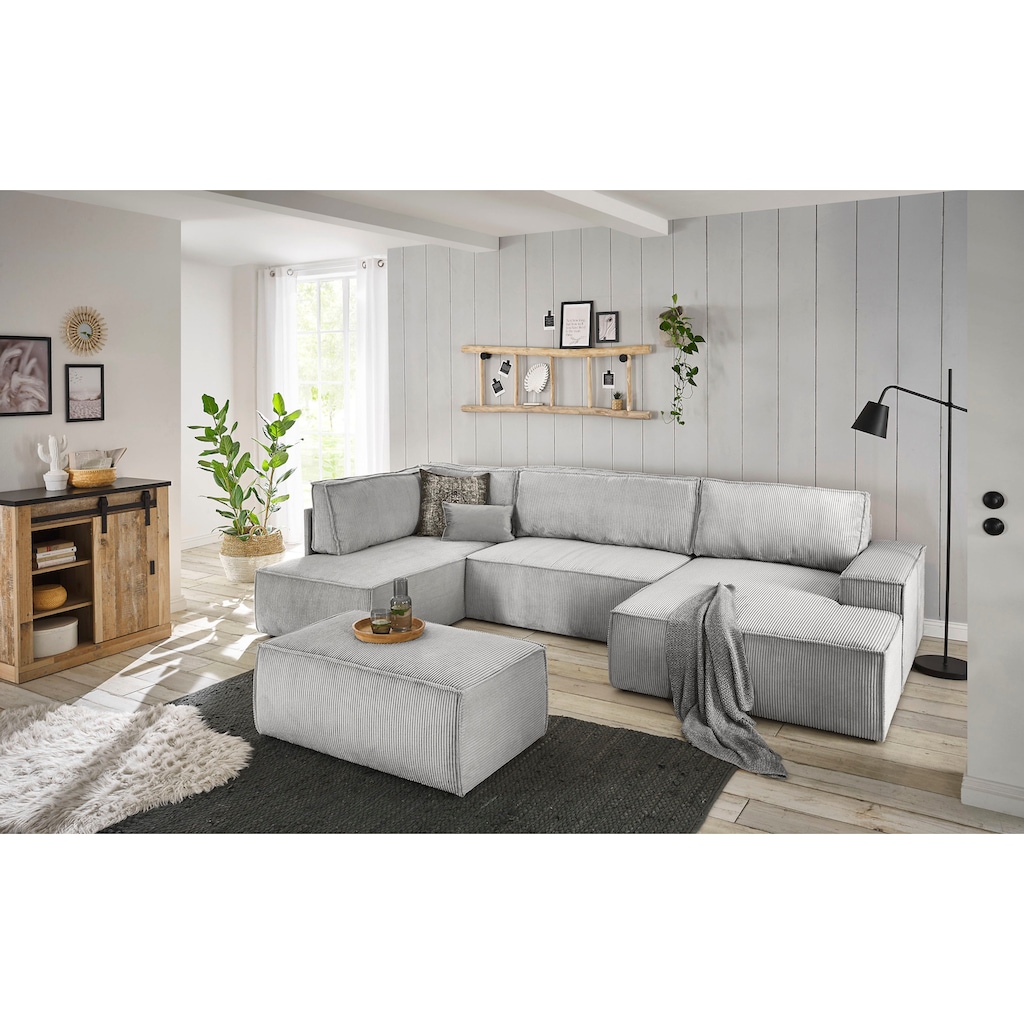 Home affaire Wohnlandschaft »SHERWOOD XXL 329 cm, U-Form, Schlafsofa,«