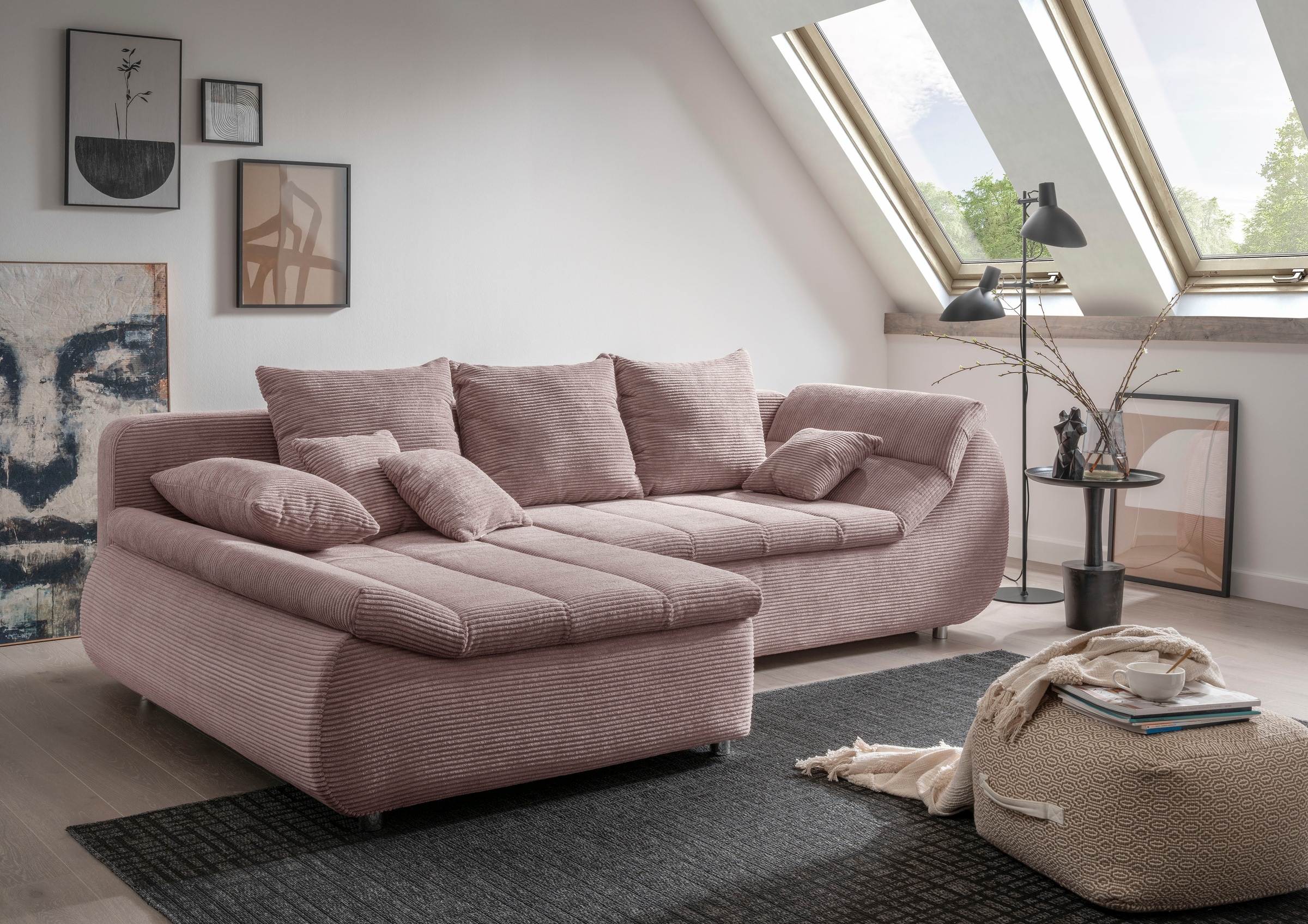 INOSIGN Ecksofa "Imola elegant und bequem, aktuelle Steppung im Sitz, L-For günstig online kaufen