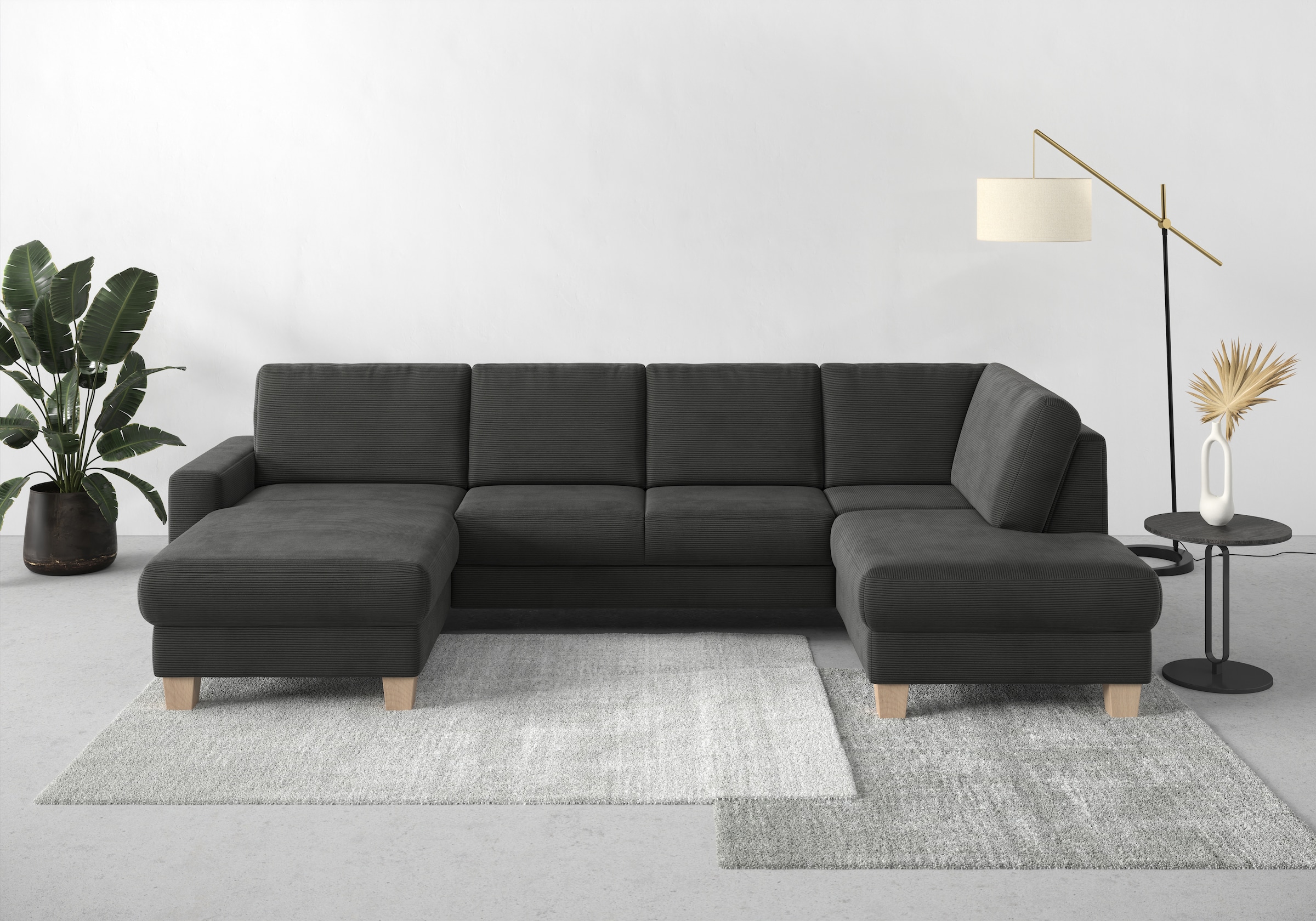 Home affaire Wohnlandschaft »Summer U-Form«, mit oder ohne Bettfunktion und Bettkasten, Cord-Bezug