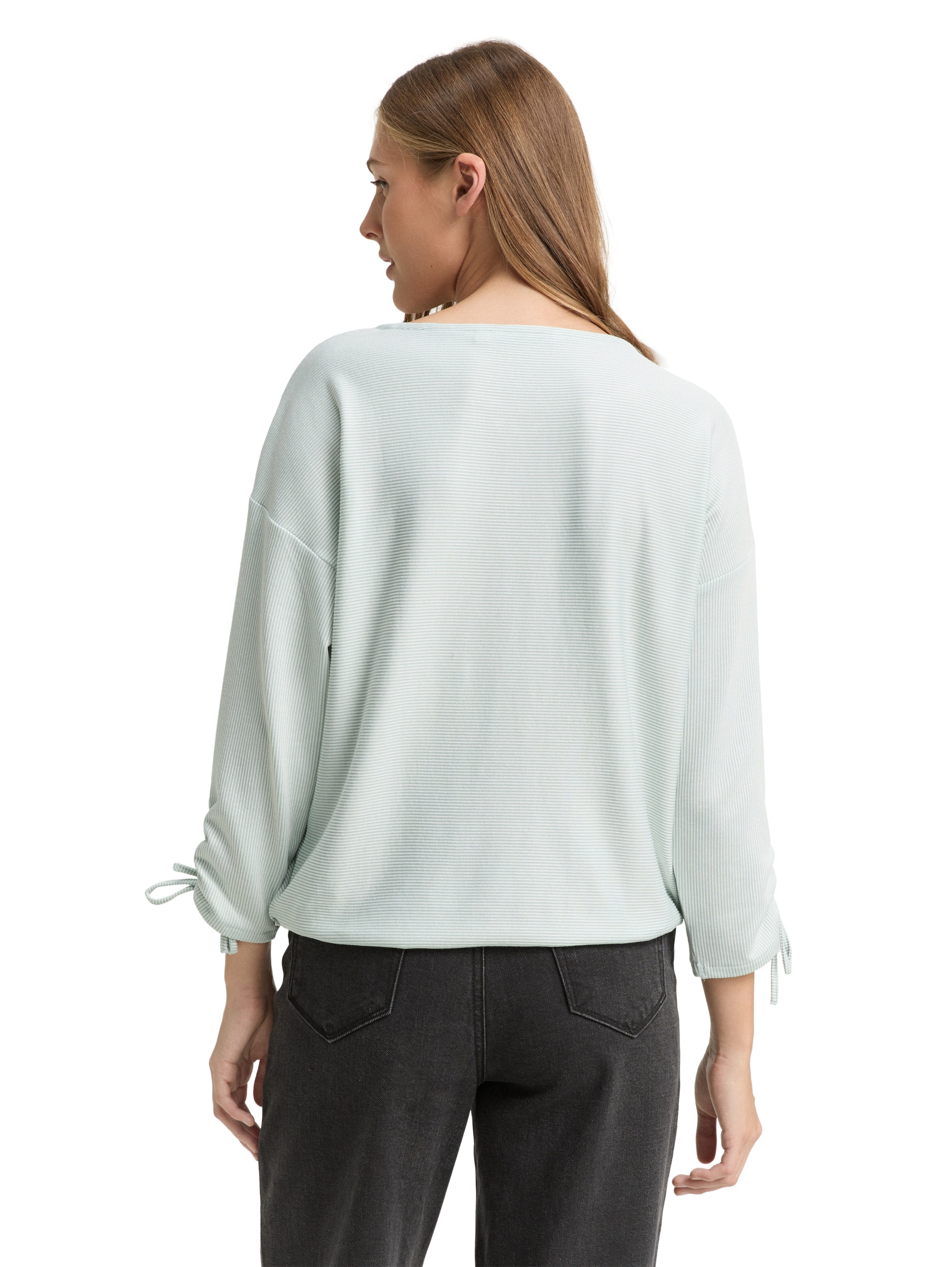 TOM TAILOR Denim 3/4-Arm-Shirt, in feiner Rippoptik
