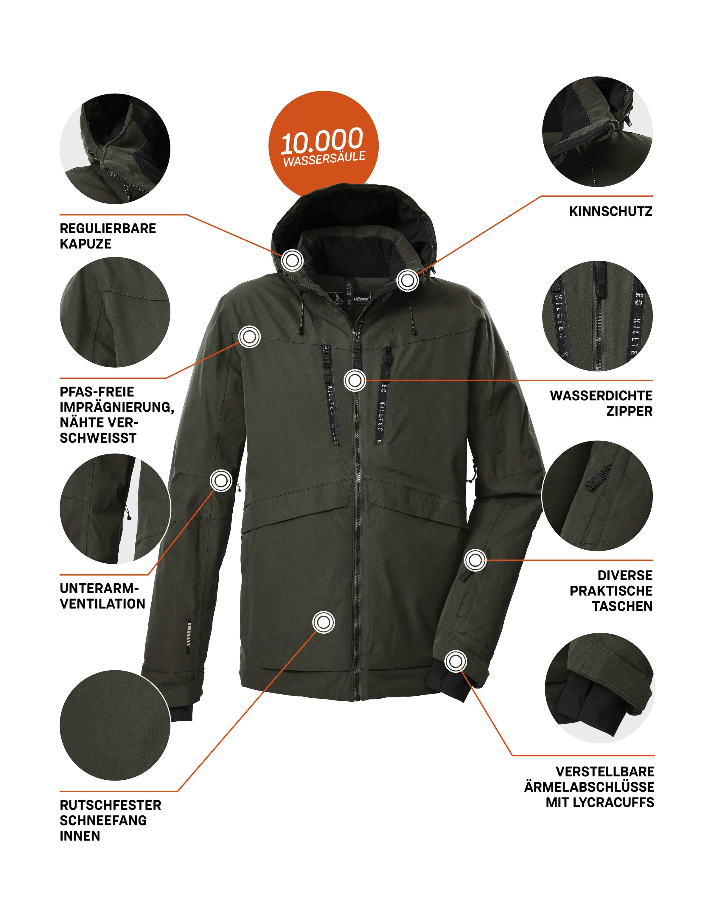 Killtec Skijacke »KSW 55 MN SKI JCKT« Wasserdichte, atmungsaktive Skijacke mit verschweißten Nähten