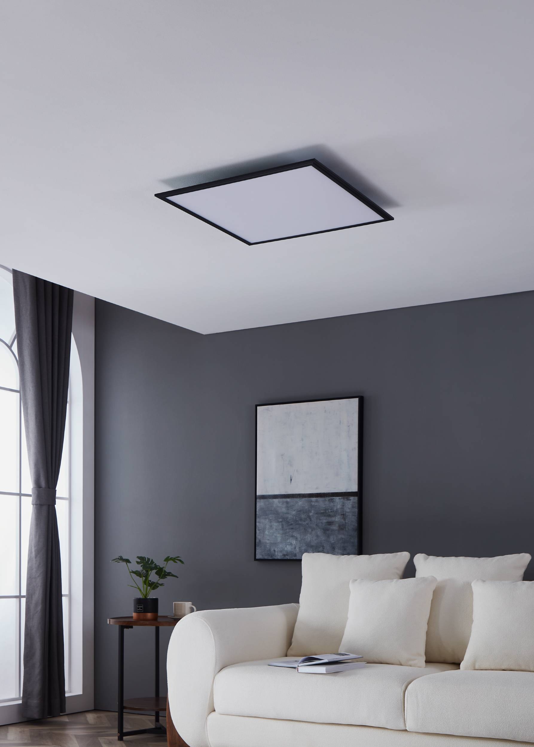 EGLO Deckenleuchte »Salobrena 1 Deckenlampe, Aufbauleuchte, Kunststoff und Metall, Lampe« LED-Modul 1 Stk. Neutralweiß Wand-/Deckenleuchte - L59,5 x B59,5 x H5 cm - schwarz - 33W inkl.