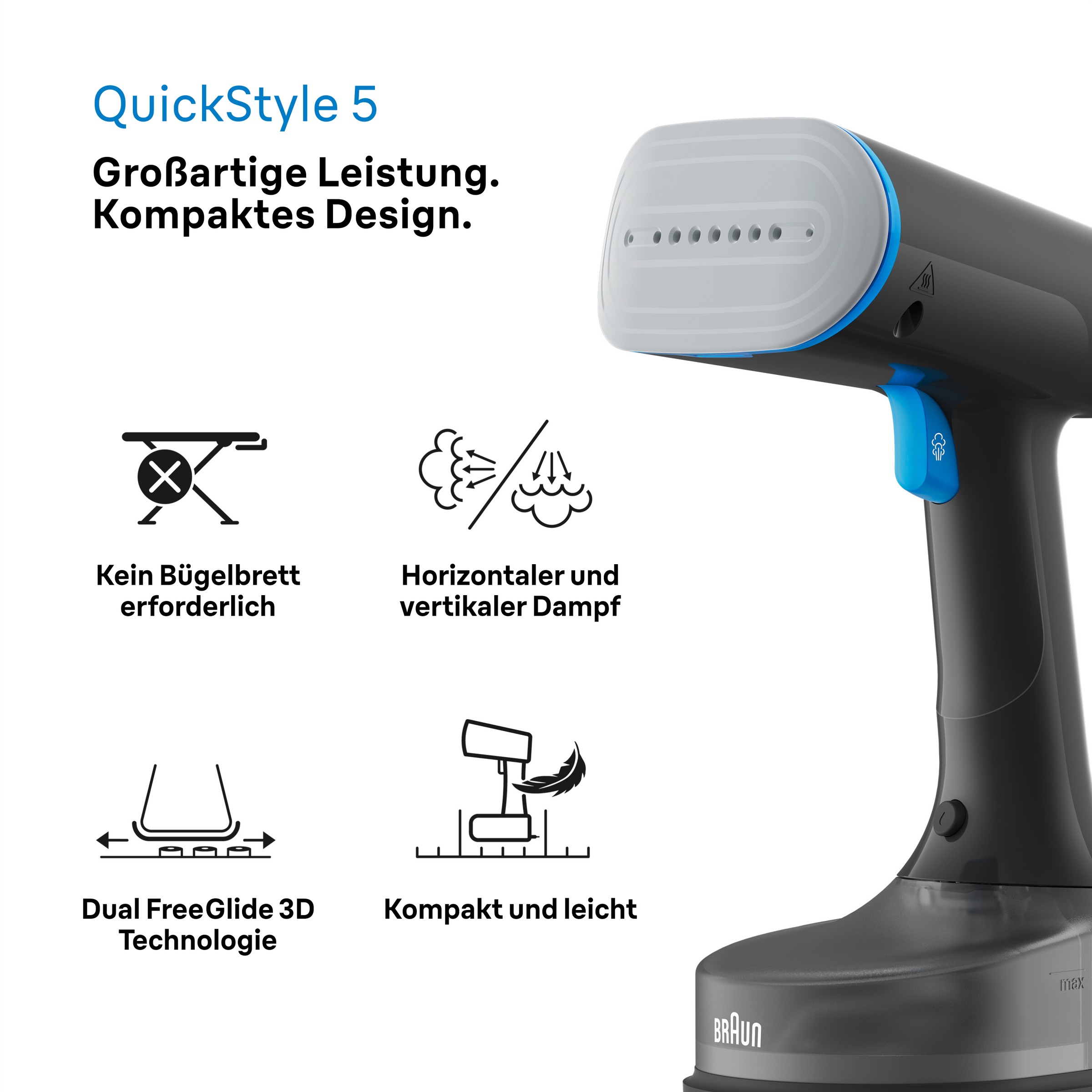 Braun Dampfglätter "QuickStyle 5 GS 5031 BL - 25 g/min Dampfmenge, 45 Sek. günstig online kaufen