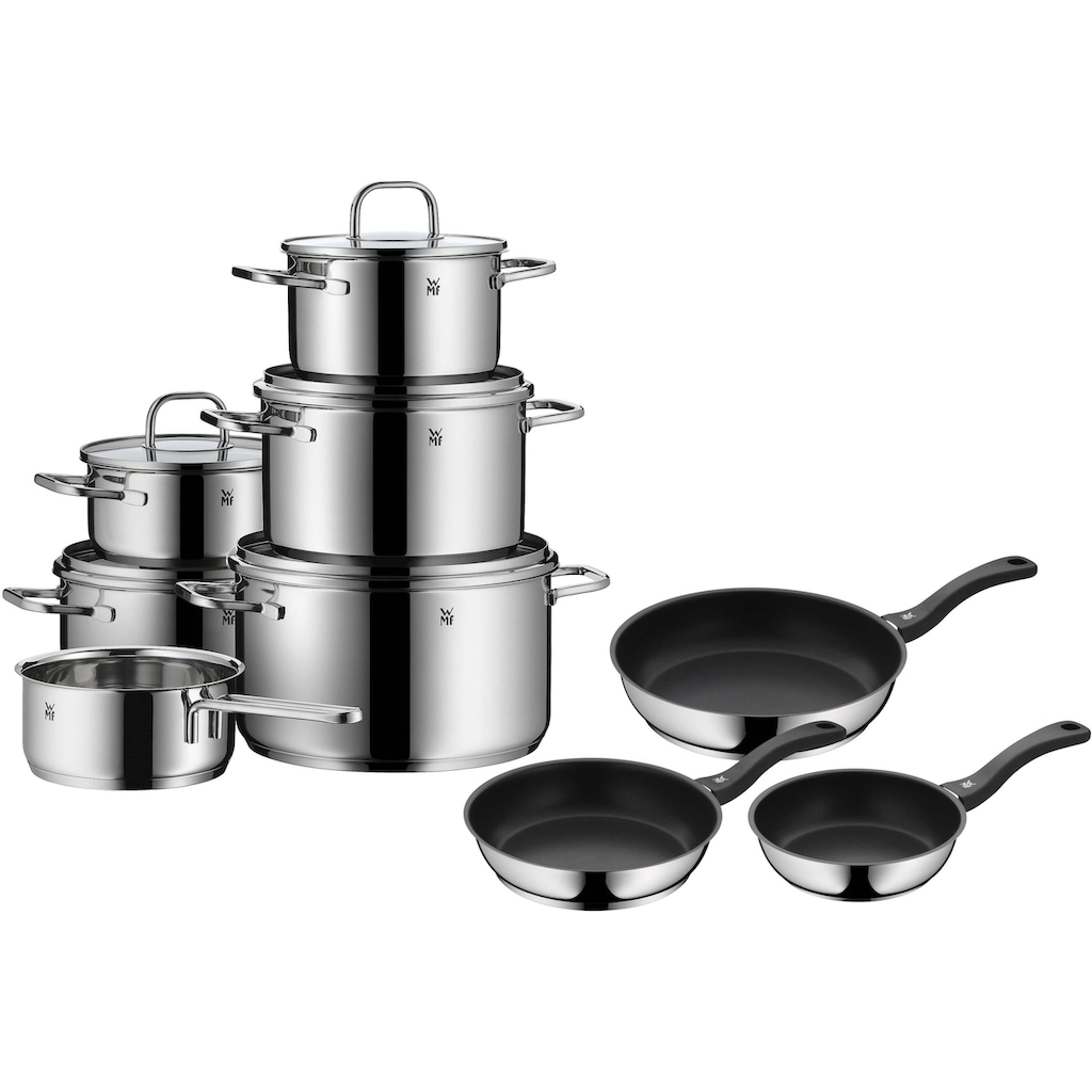 WMF Topf-Set »Inspiration«, Cromargan® Edelstahl Rostfrei 18/10, (Set, 14 tlg.), inkl. 3-teiligem Pfannen-Set "Devil", Induktion