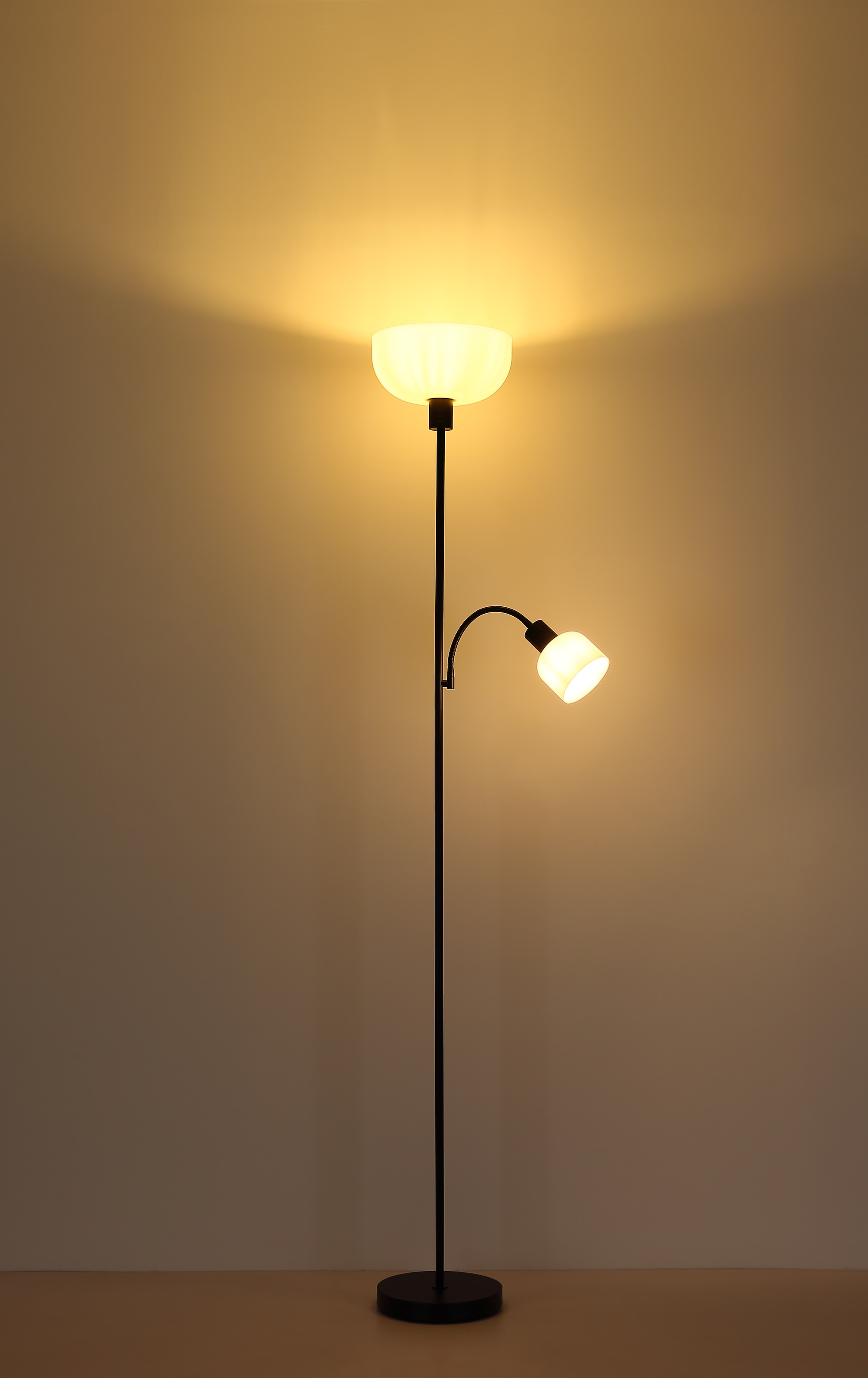 GLOBO LIGHTING Stehlampe »HINTON« E27 1 Stk. Stehleuchte, Opal, Druckschalter, Flexo, E27/E14