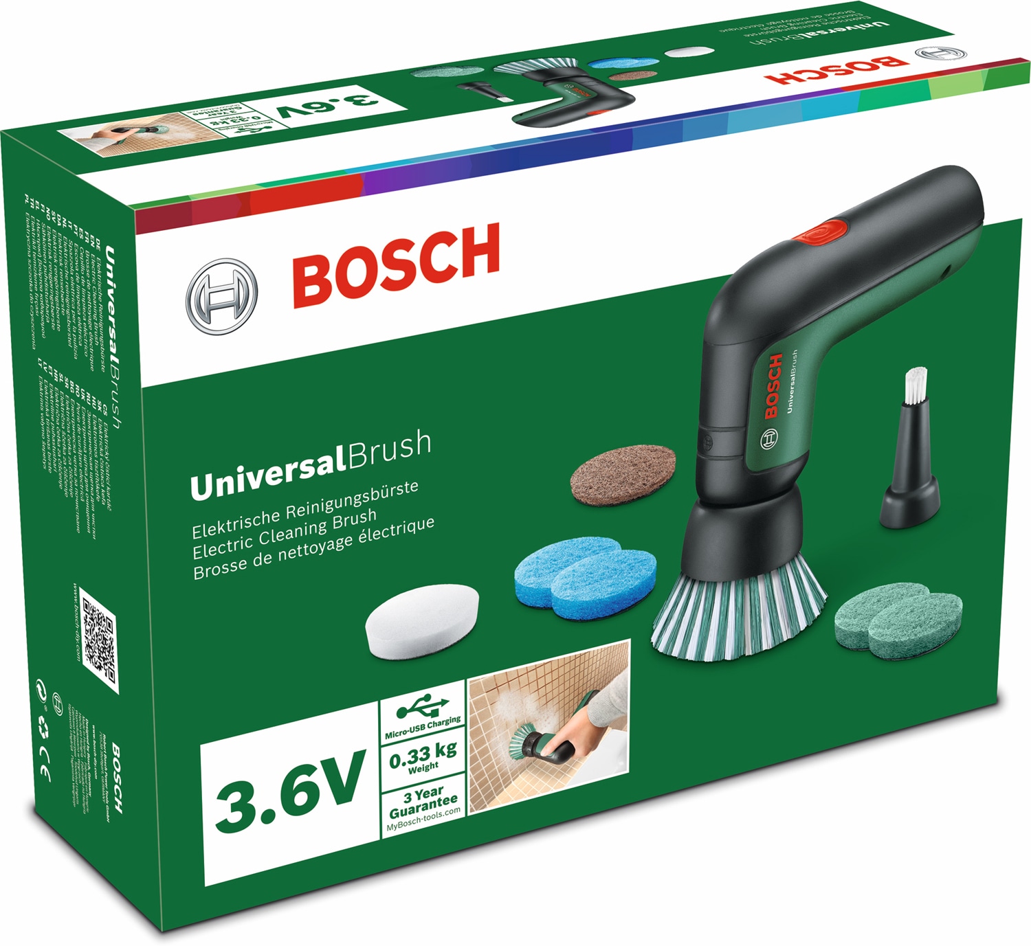 Bosch Home & Garden Akku-Oberflächenbürste »UniversalBrush Set«, mit verschiedenem Zubehör und Aufbewahrungstasche