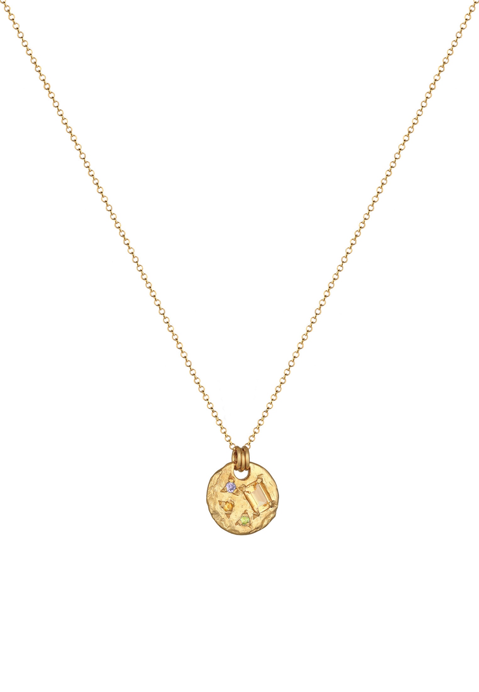 HAZE & GLORY Kette mit Anhänger »Halskette Münze Iolith Granat - Jagger 925 Silber«
