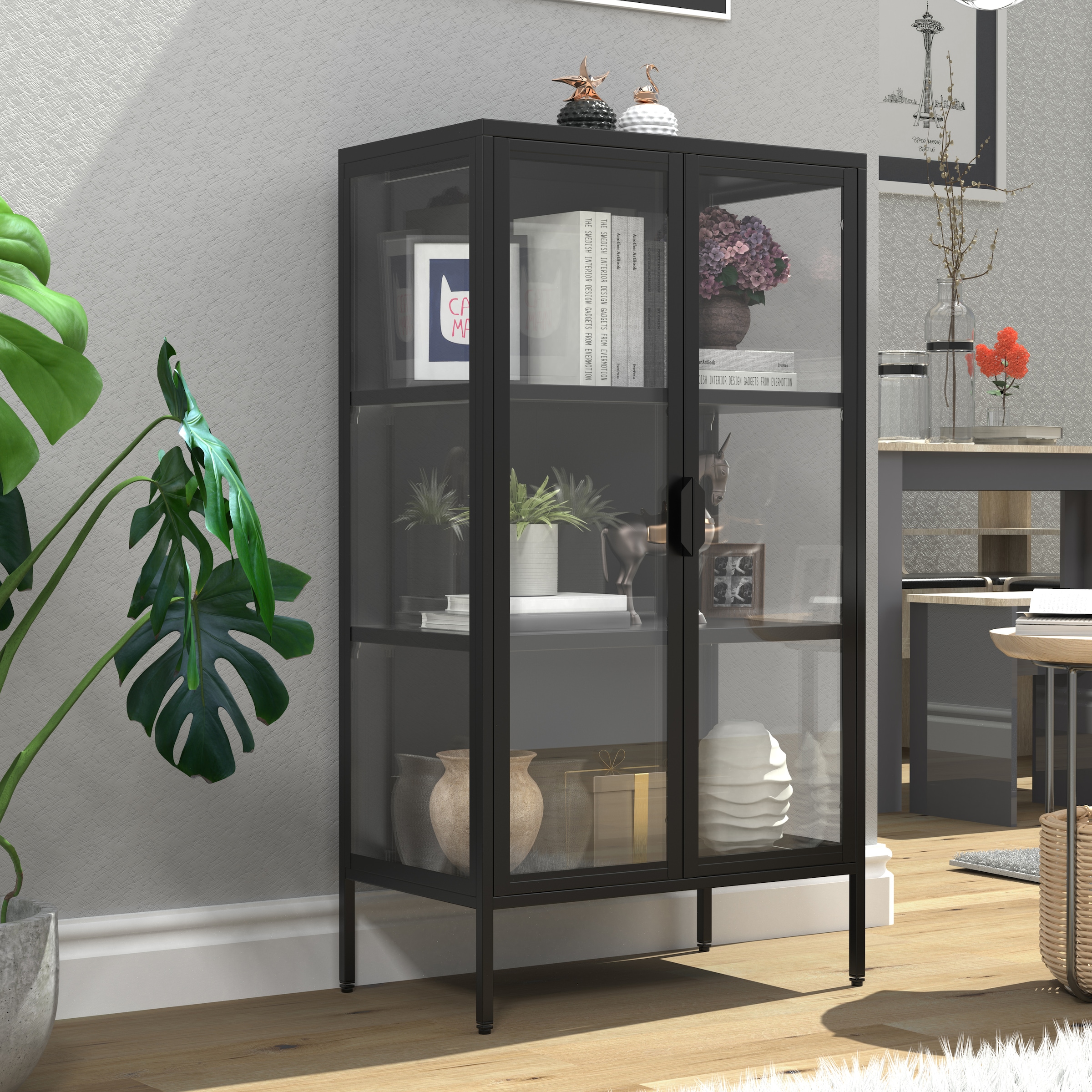 VCM Standvitrine »Stahl Glas Standvitrine Vitrine Schaukasten FlokaM«