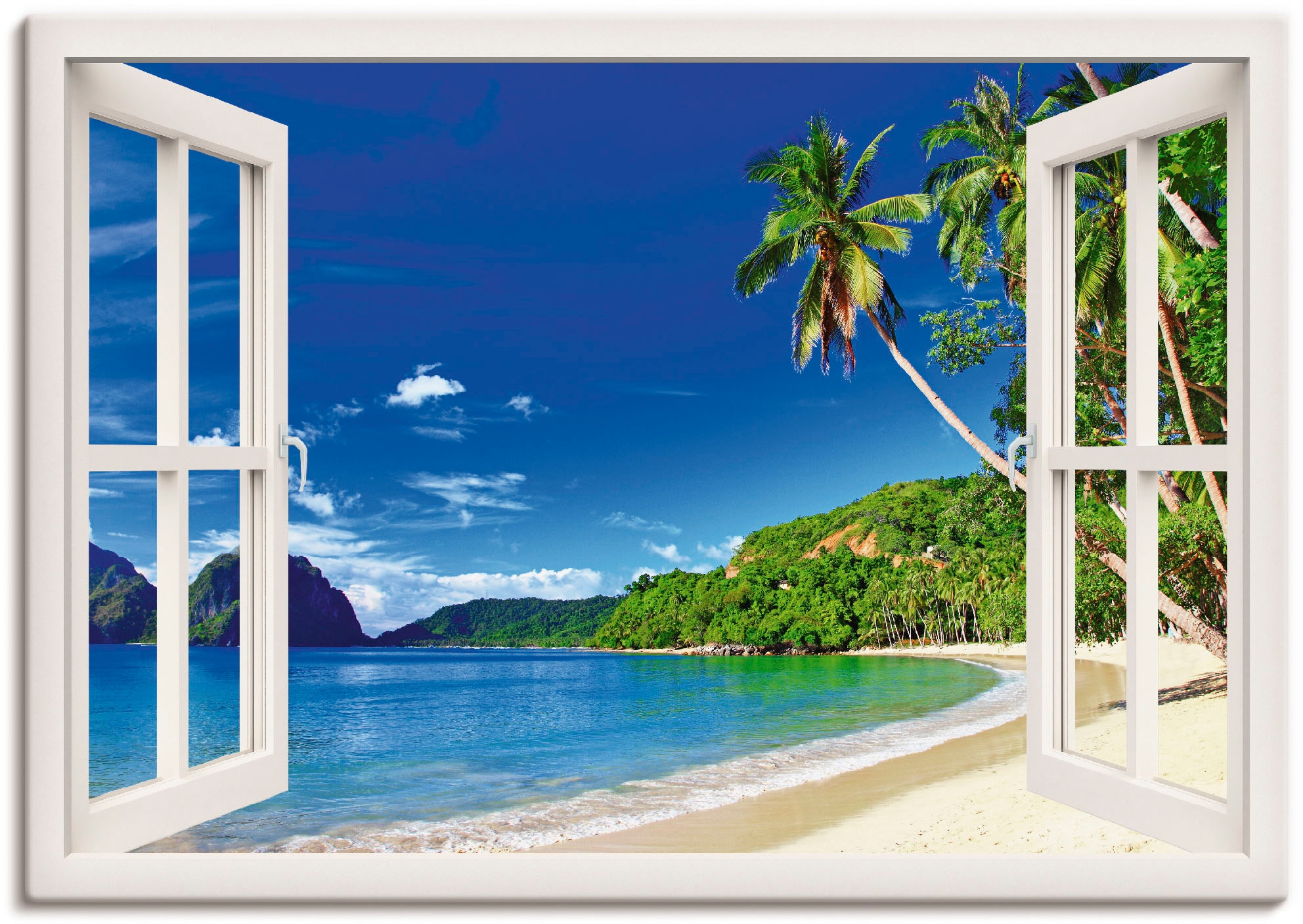 Artland Wandbild "Fensterblick Paradies" Fensterblick 1 Stk. tlg. als Alubi günstig online kaufen