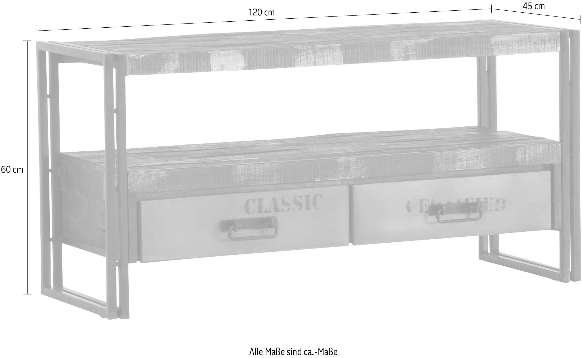 Gutmann Factory Lowboard »Titan«, Kommode in modernem Industrial Design, Breite 120 cm