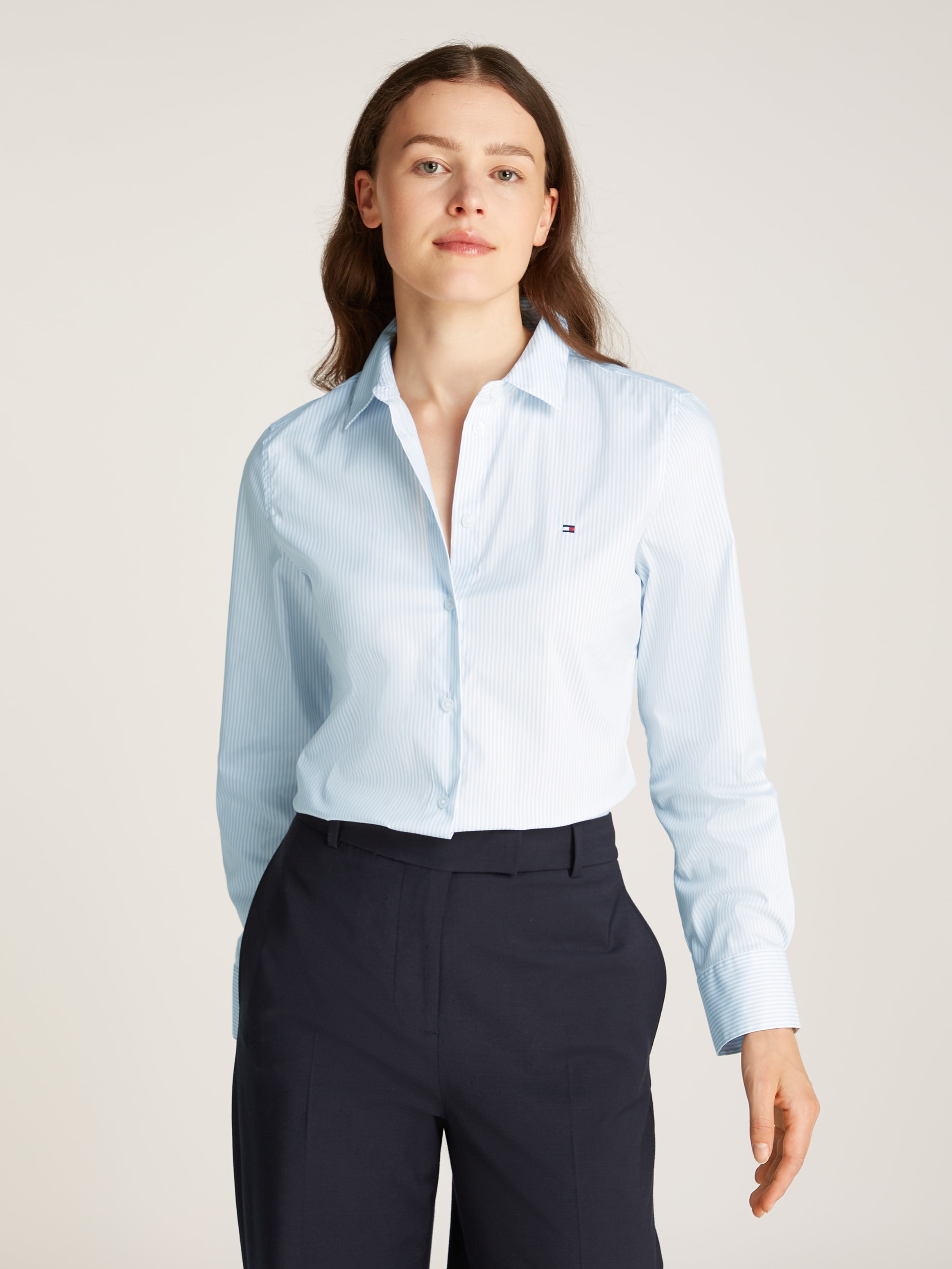 Tommy Hilfiger Hemdbluse "ESS POPLIN REGULAR SHIRT", Popeline Qualität