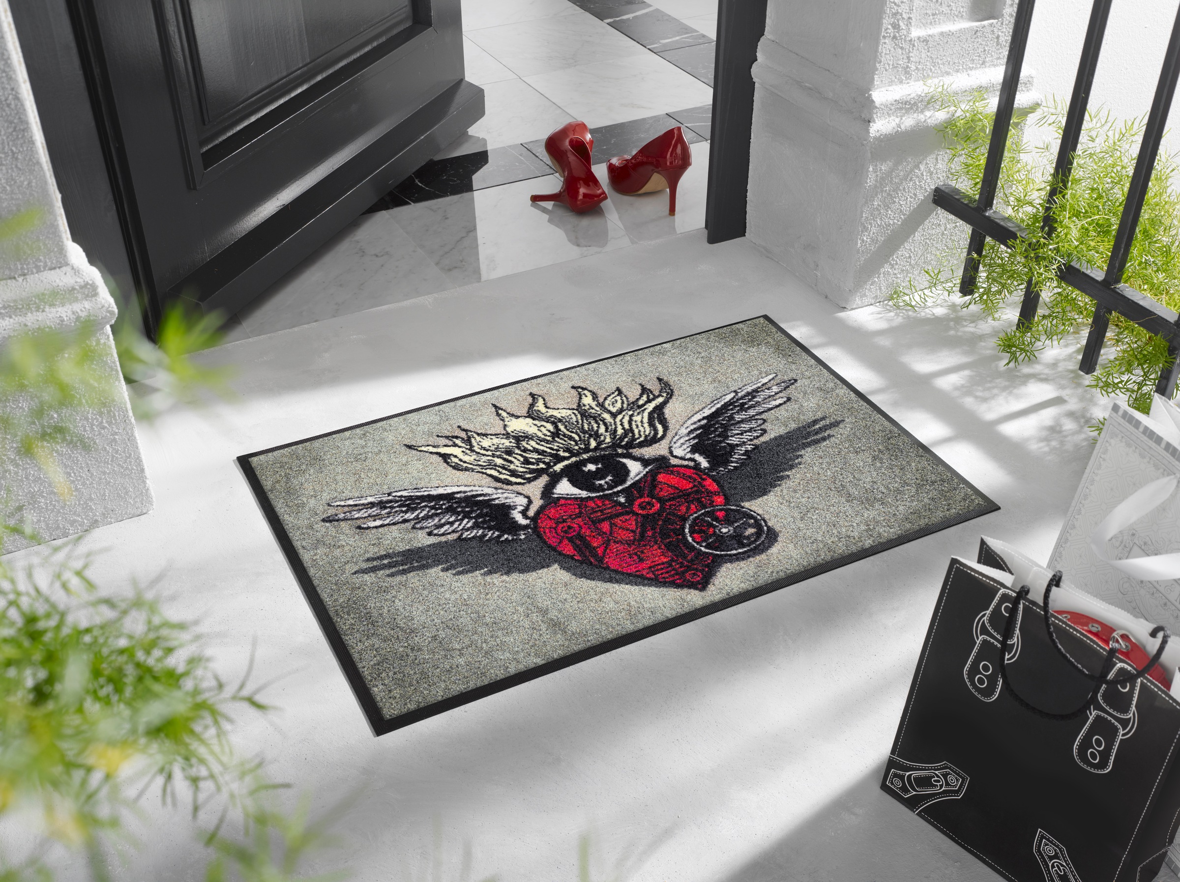 wash+dry by Kleen-Tex Fußmatte »Flaming Heart« rechteckig 7 mm Höhe