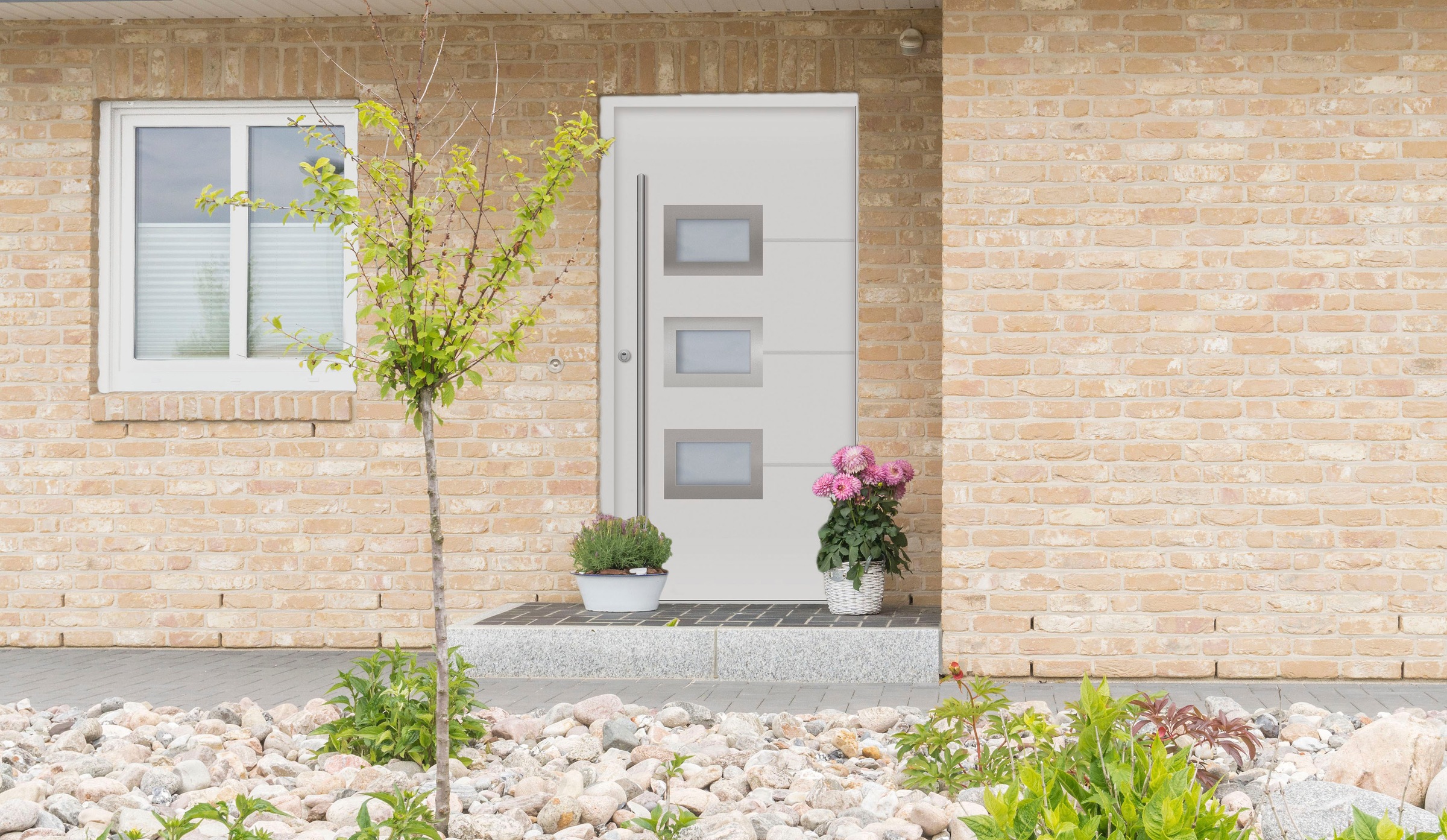 SplenDoor Haustür „ATHEN Prime RC2“, (Set), einbruchhemmend & wärmegedämmt, mit 3-fach Verglasung, mit Türrahmen weiß Rabatt: 43 %