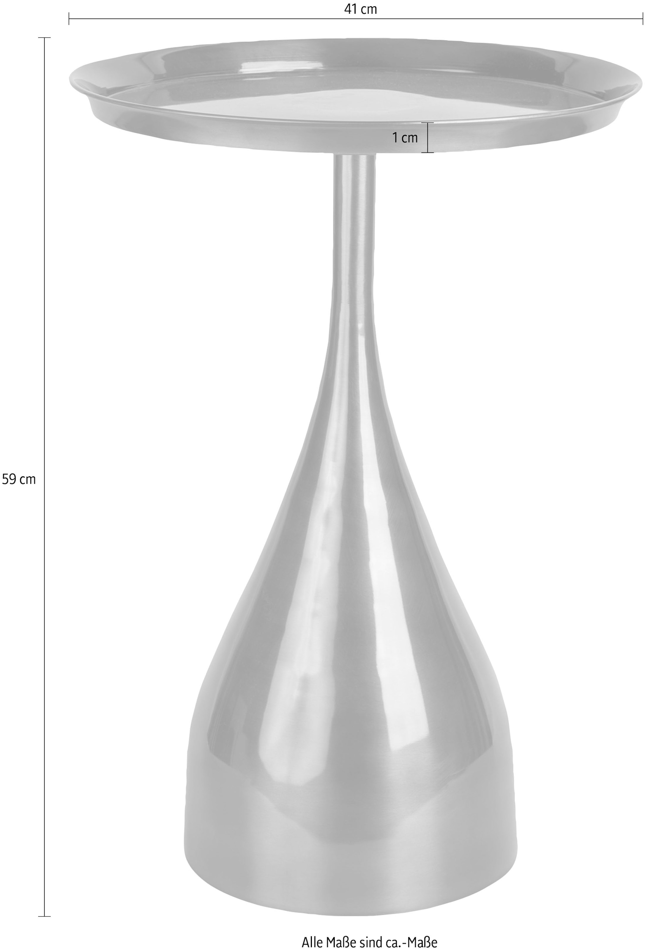 Kayoom Beistelltisch »Assane 125, Edles Design in Gold beziehungsweise Schwarz«, (1 St.), Metallgestell in Tropfenform, runde Ablagefläche, extravagant