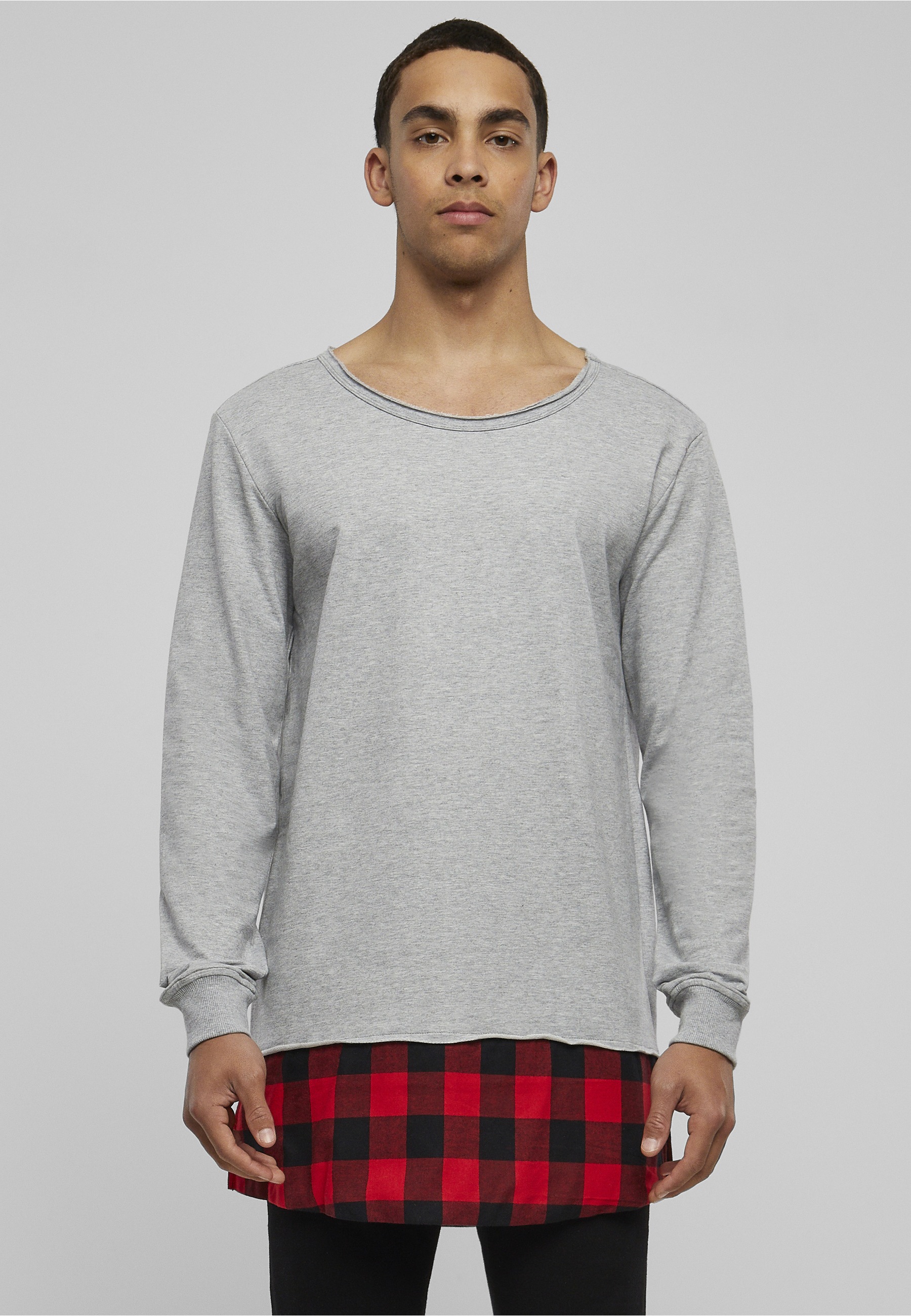 URBAN CLASSICS Sweatshirt »Urban Classics Herren Long Flanell Bottom Open Edge Crewneck«, 1 Stk.

