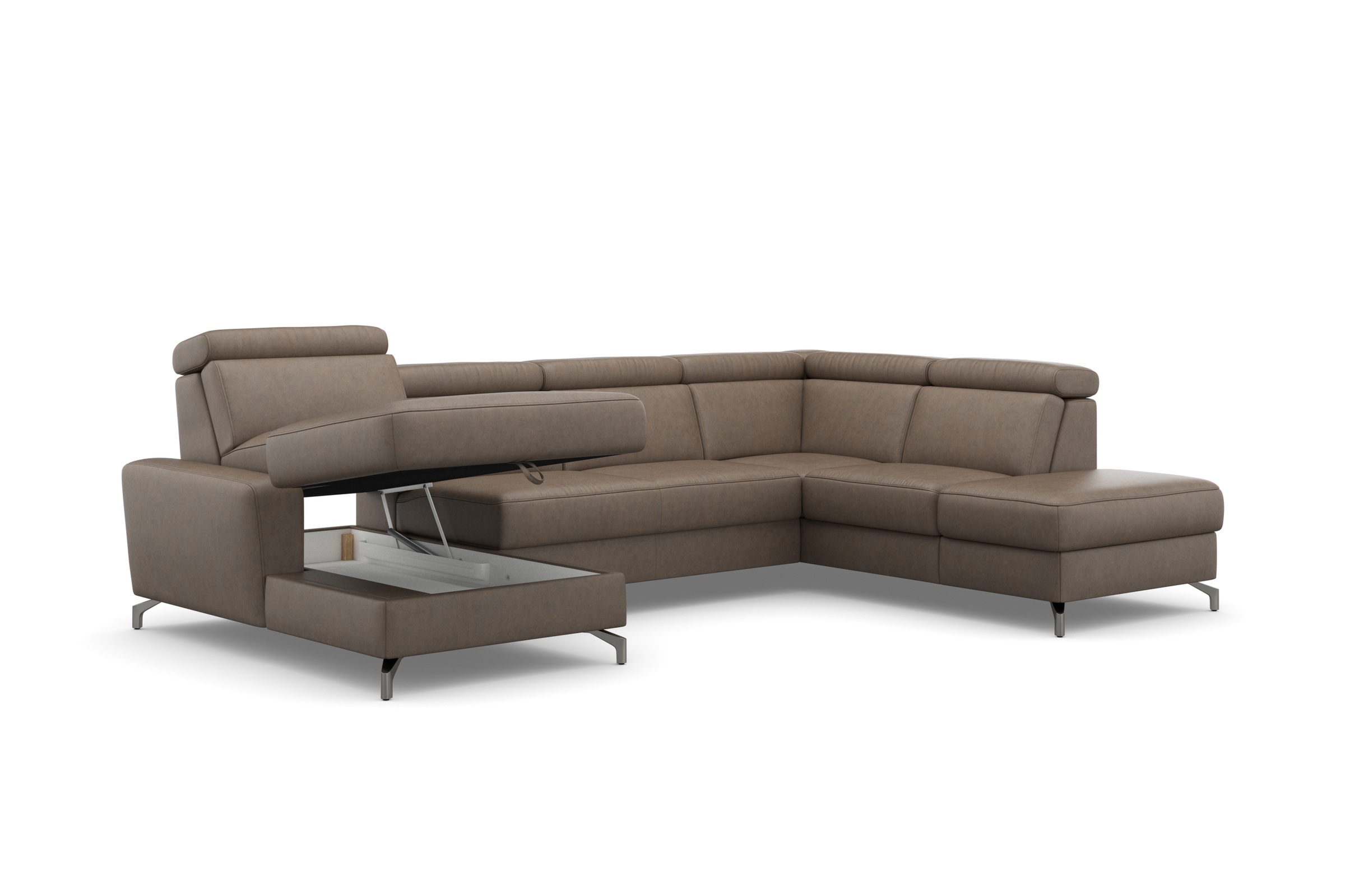 sit&more Wohnlandschaft »Scarlett U-Form«, inklusive Kopfteilverstellung, wahlweise mit Bettfunktion, Bettkasten