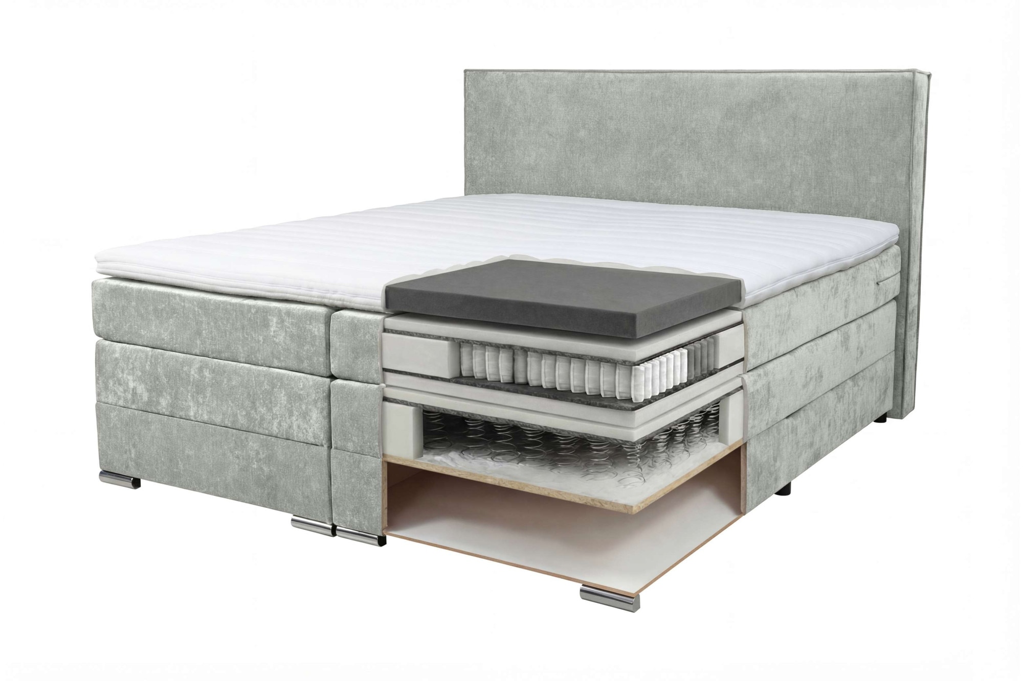 Home affaire Boxspringbett »Romeo, Doppelbett, Polsterbett, Federkernbett, Komforbett, 160, 180 cm« inkl. Topper, zwei Bettkästen, Taschen-Federkernmatratze, Härtegrad 4