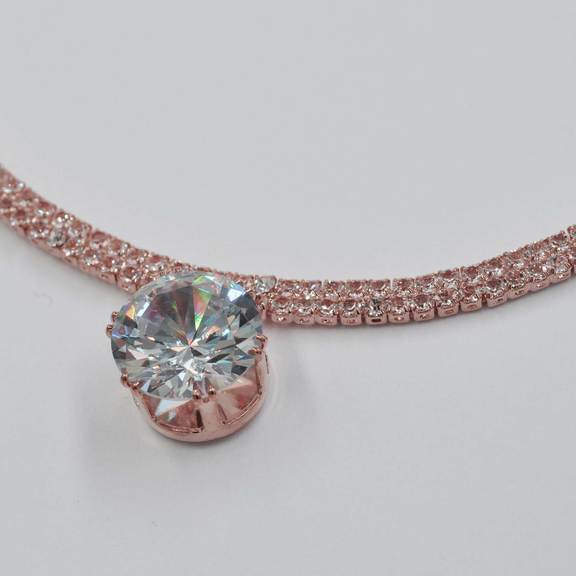 Steuer Collierkettchen »Metall rose Glasstein weiß«