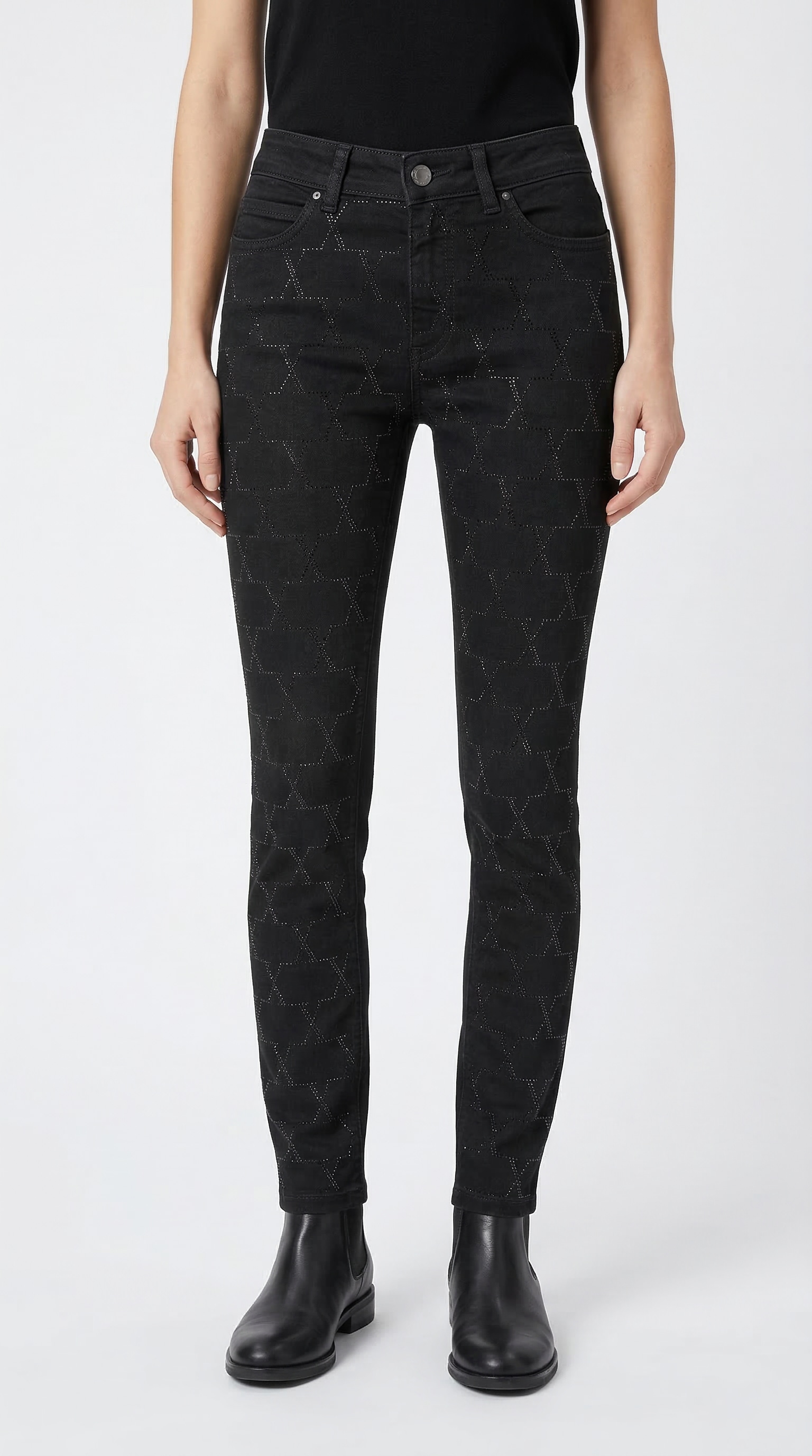 MAC Skinny-fit-Jeans "DREAM SKINNY chain glitter" mit Glitzersteine Muster