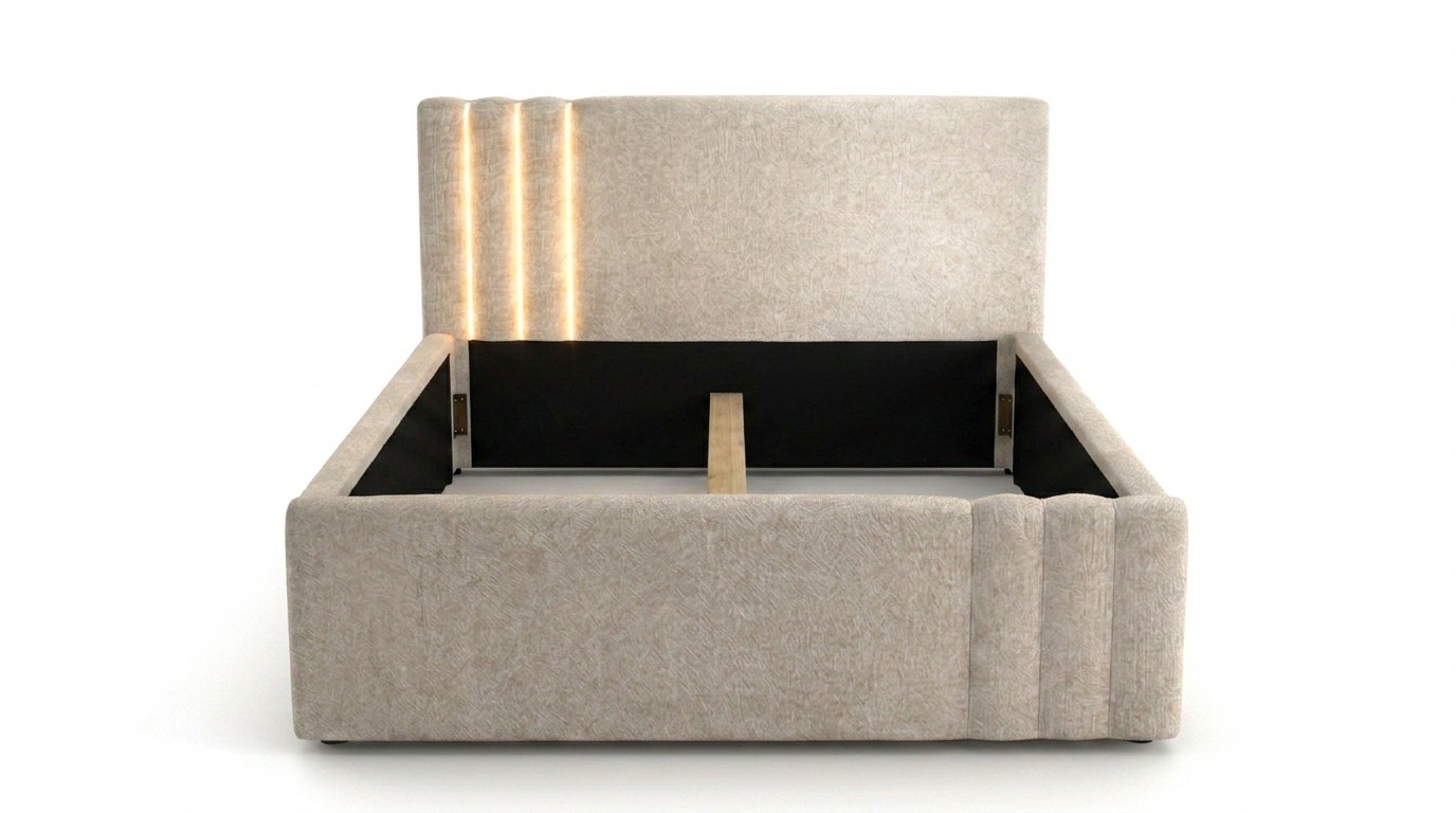 Home affaire Polsterbett »AESSIA in 2 Breiten- 160 und 180 cm, mit/ohne Bettkasten, Chenille« Stauraumbett, gepolstertes Kopfteil, ohne Matratze, modernes Design