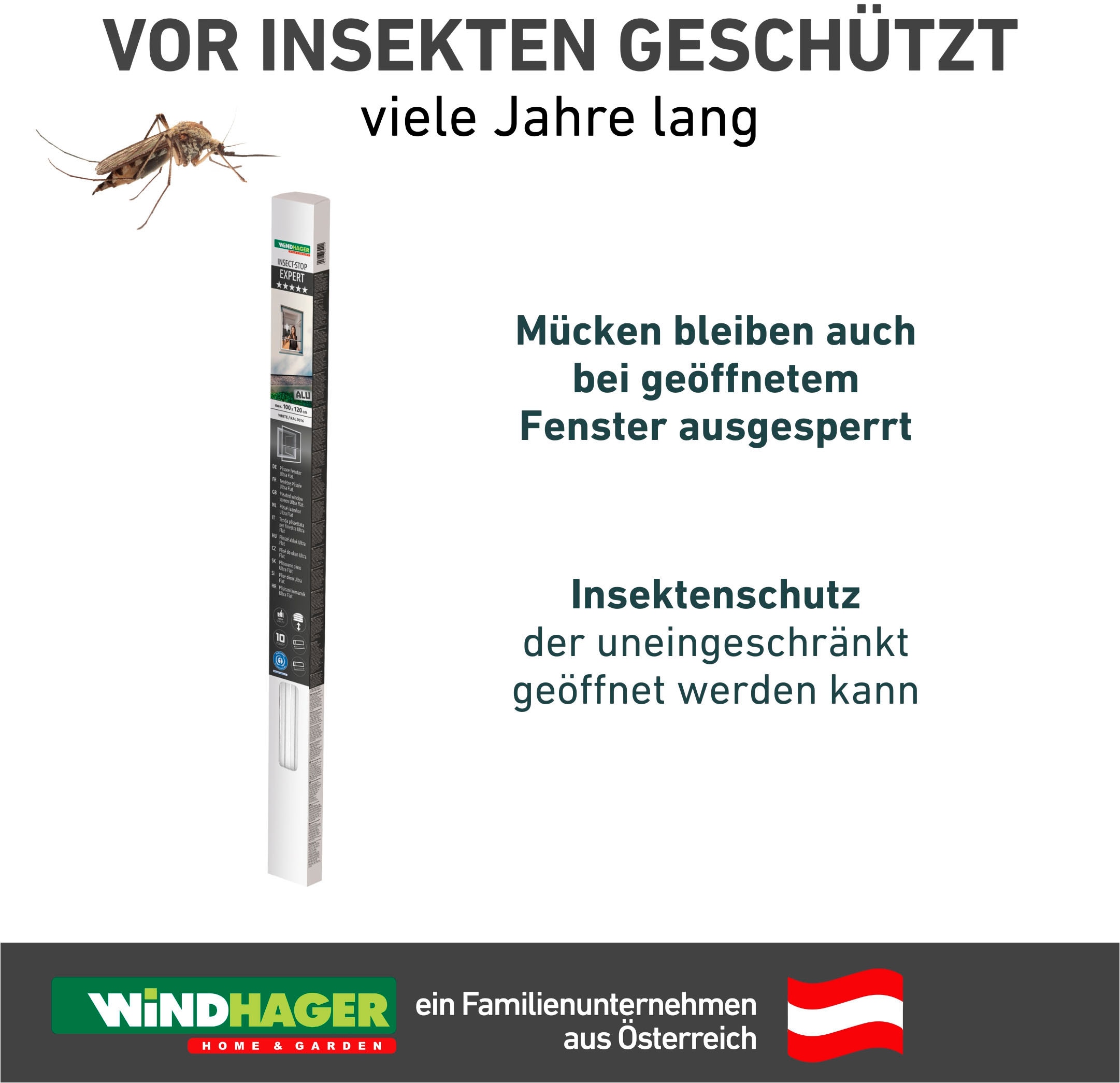 Windhager Insektenschutzplissee »Plisseefenster ULTRA FLAT«, halbtransparent, ohne Bohren, B x H: 100 x 120 cm