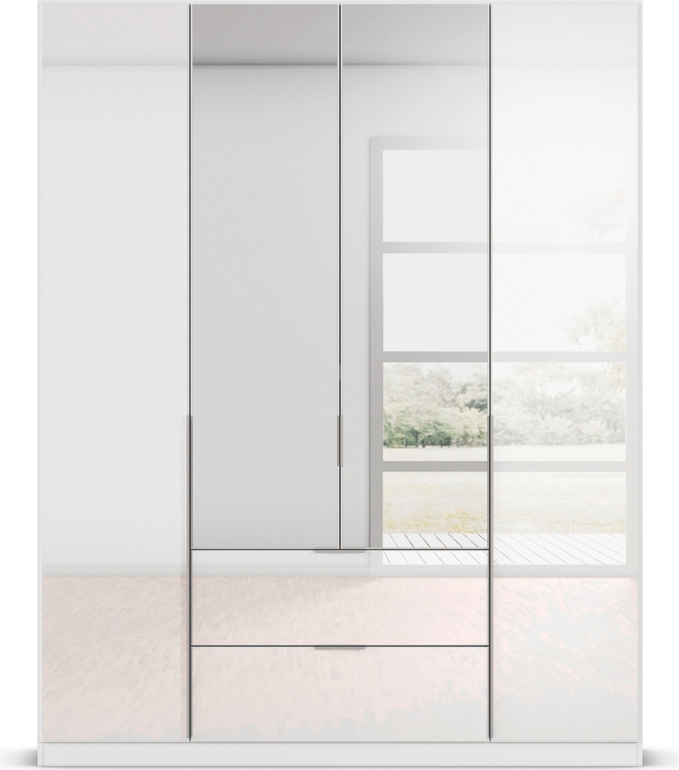 rauch Drehtürenschrank »Kleiderschrank Kleiderschränke Schrank Garderobe AGORDO mit Glasfront«, mit Außenschubkästen, in 6 Breiten und 2 Höhen MADE IN GERMANY