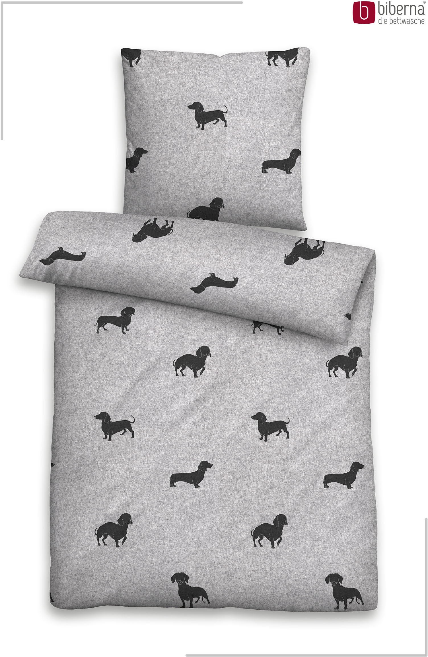 Biberna Bettwäsche »0847265 Premium Melange-Flanell Bettwäsche 100% Baumwolle ab 135x200« 2 wärmend weich, Reißverschluss, Winterbettwäsche, Tiermotiv