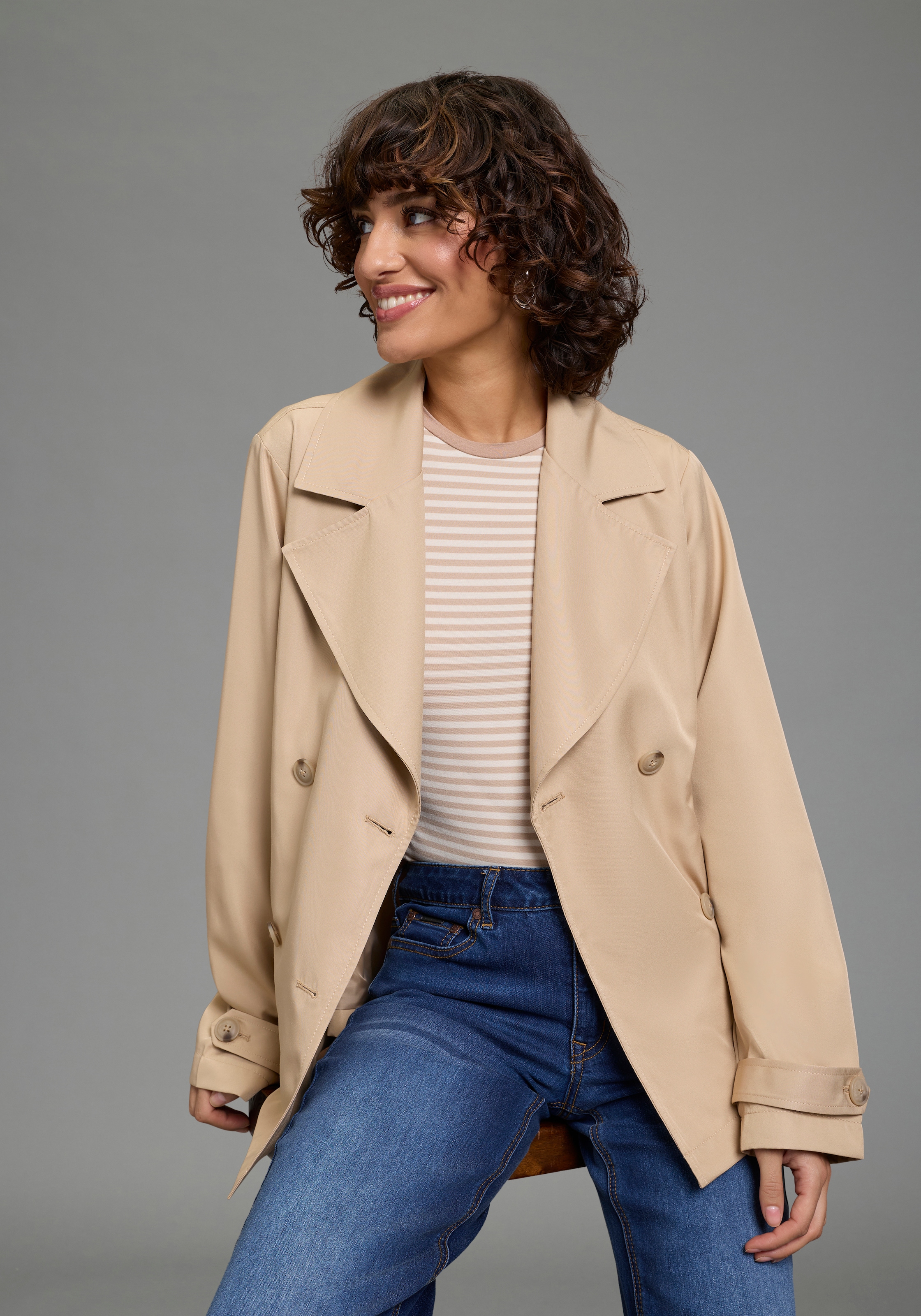 Laura Scott Kurzjacke kurzer Trenchcoat, Übergangsjacke, zweireihiger Versc günstig online kaufen