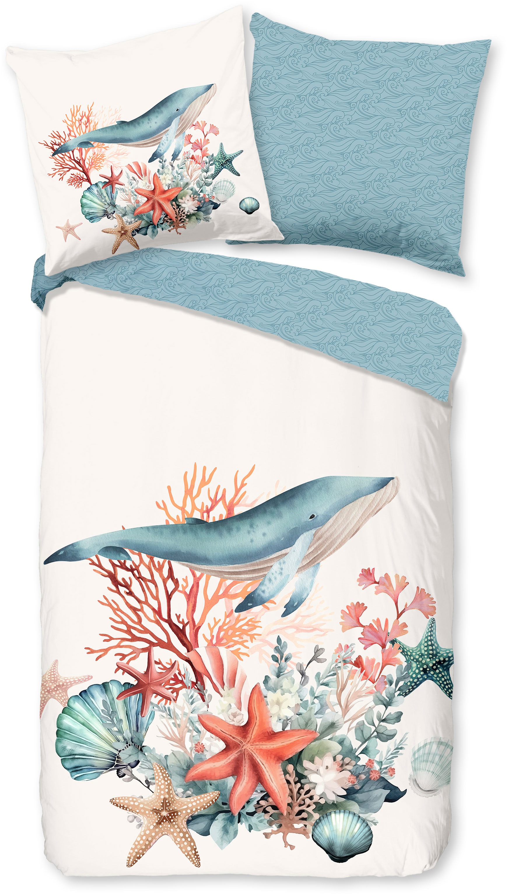 good morning Wendebettwäsche "Ocean" 3 Stk. tlg. 100% Baumwolle, Reißversch günstig online kaufen