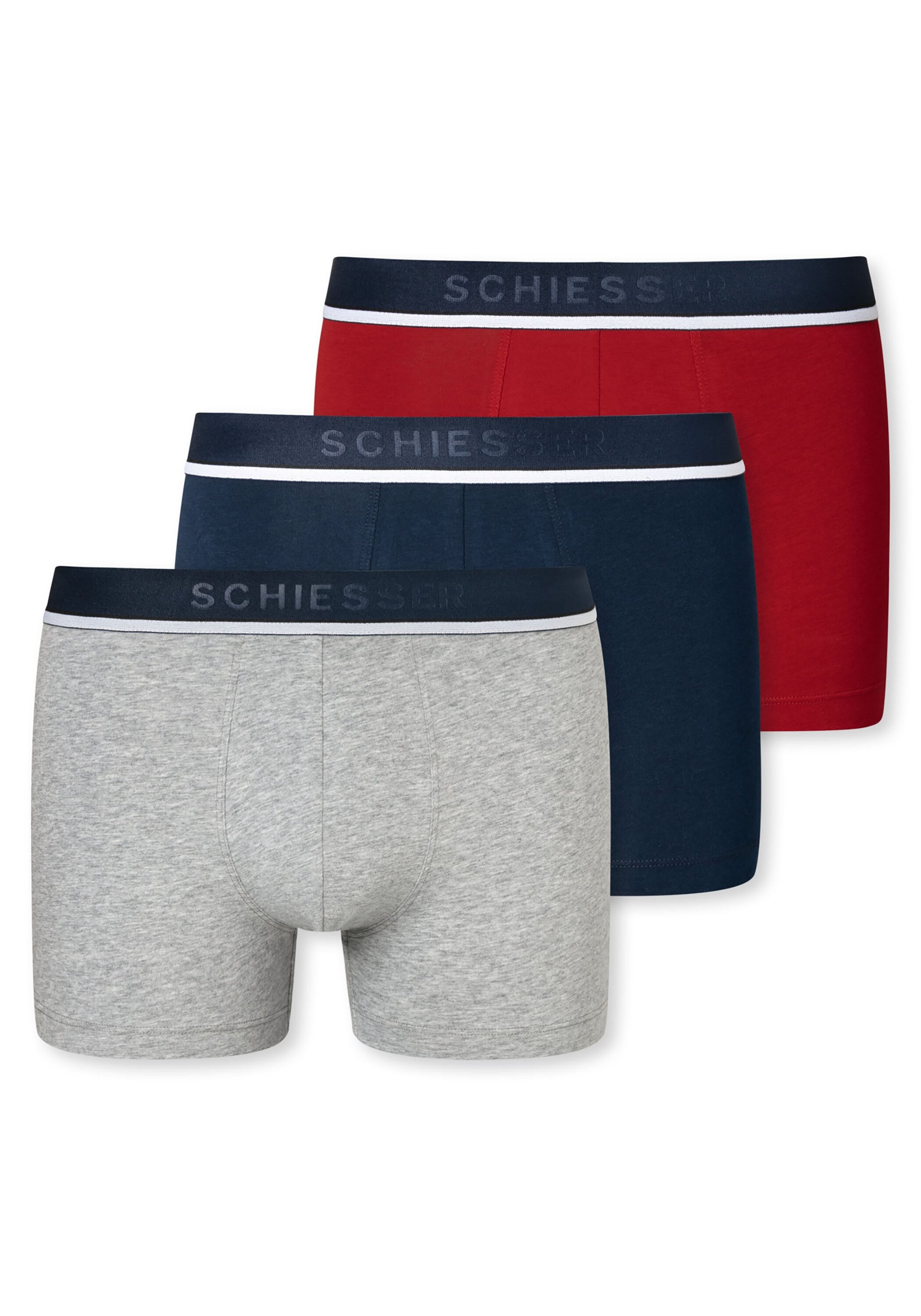 SCHIESSER Herren Boxershorts "Boxershort 3er Pack", Gr. L, bunt, Obermaterial: 95% Baumwolle CO. 5% Elasthan EL., Unterhosen