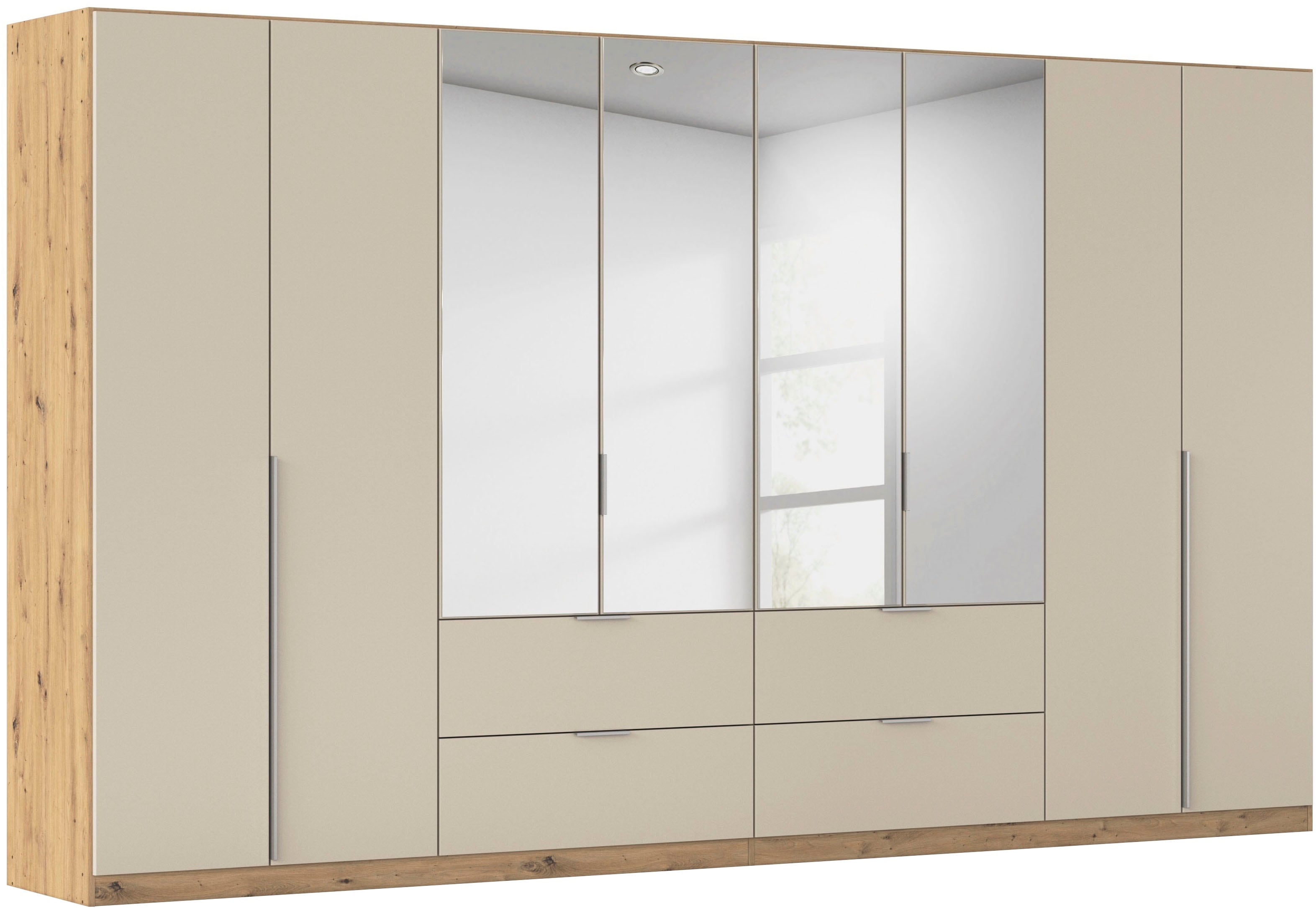 OTTO home Drehtürenschrank "Kleiderschrank Schrank Garderobe AGORDO mit Dekor- oder Hochglanzfront" in zwei Griff-Farben, Breiten 91-360 cm, mit Außenschubkästen, in 7 Breiten und 2 Höhen MADE IN GERMANY