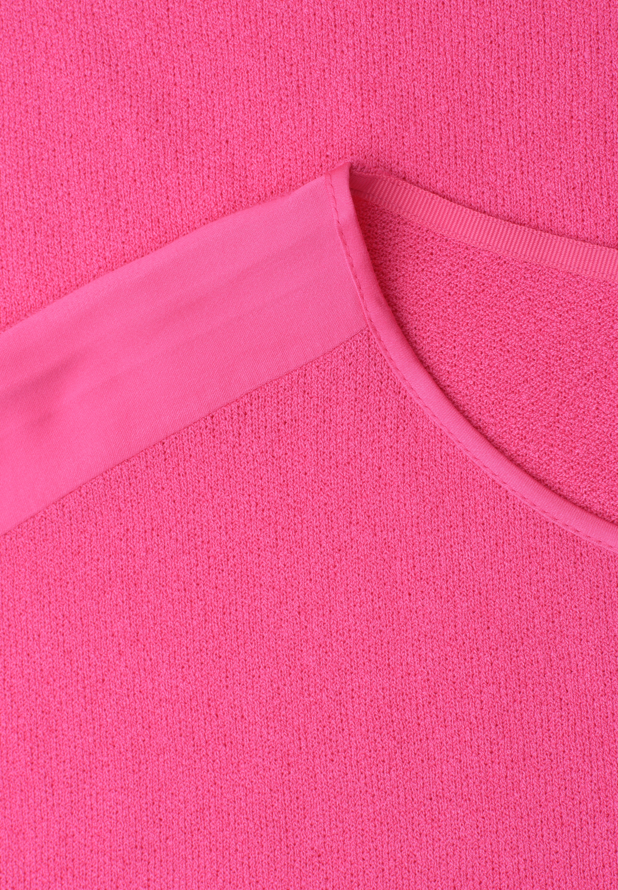 STREET ONE Shirttop unifarben, Sommershirt, in Strick-Optik