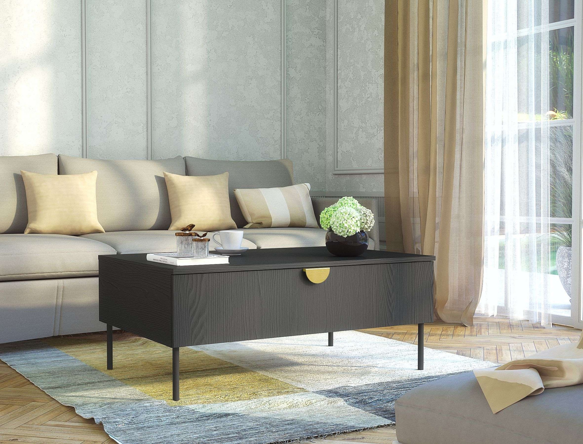 Home affaire Couchtisch "BELLOT Kaffeetisch mit viel Stauraum, 100x66cm, mo günstig online kaufen