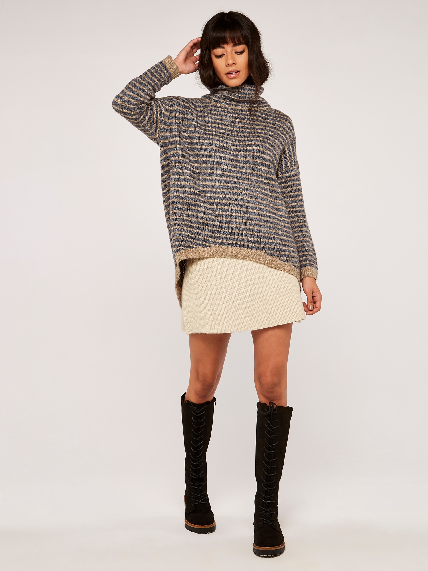 Apricot Strickpullover »Longpullover« mit Streifen