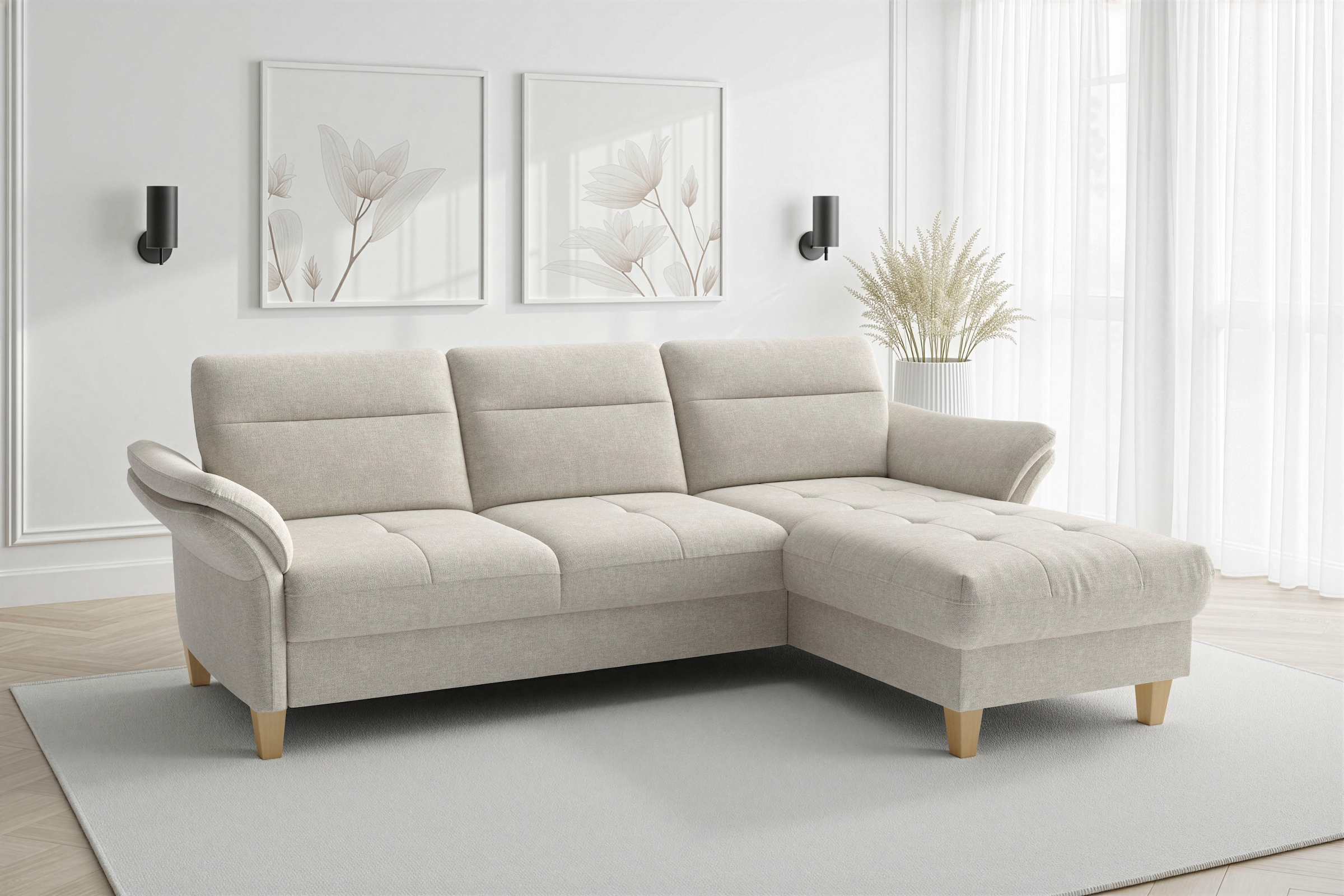 sit&more Ecksofa "Pamela L-Form, B: 230 cm, optional Schlaffunktion & Bettkasten" mit Federkern