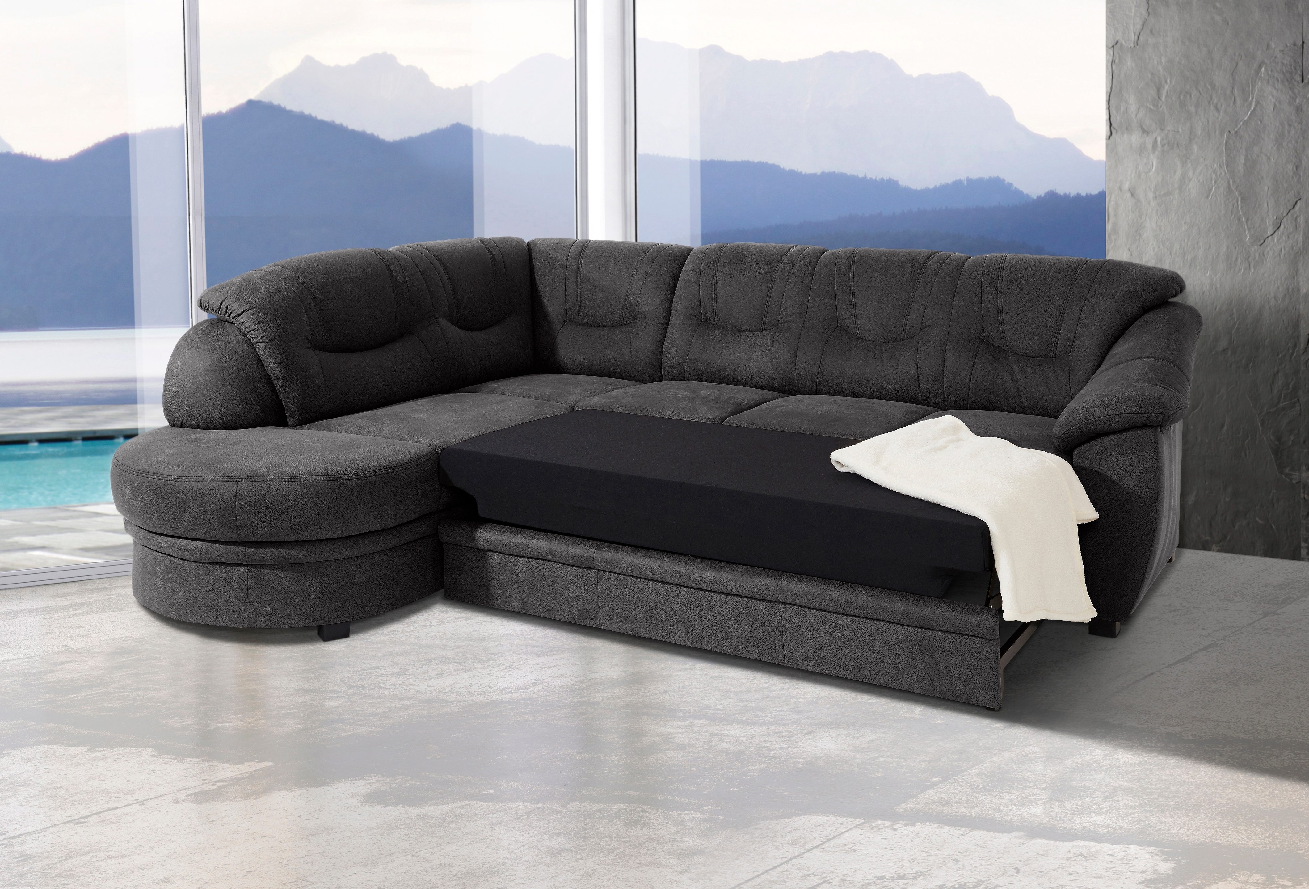 sit&more Ecksofa "Savona L-Form, B: 267 cm, Couch mit Federkern, Komfortsitzhöhe 46 cm" optional mit Schlaffunktion