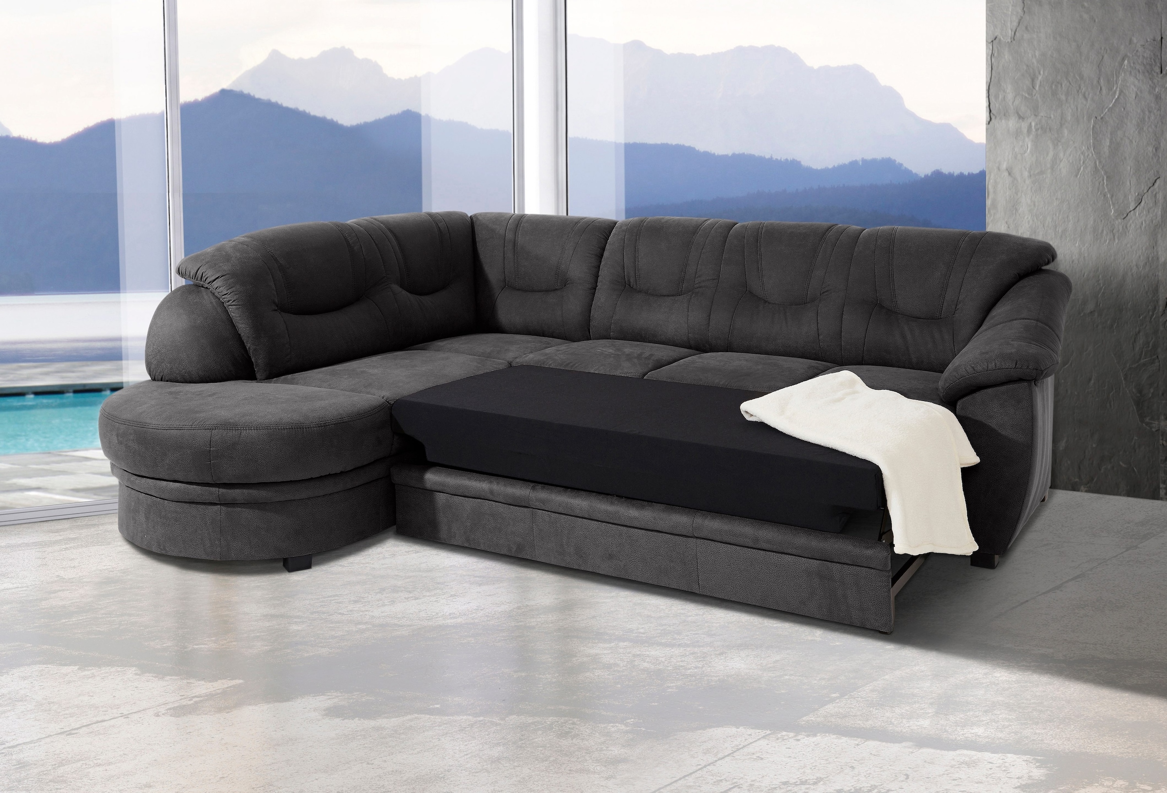 sit&more Ecksofa "Savoni L-Form", wahlweise mit Bettfunktion