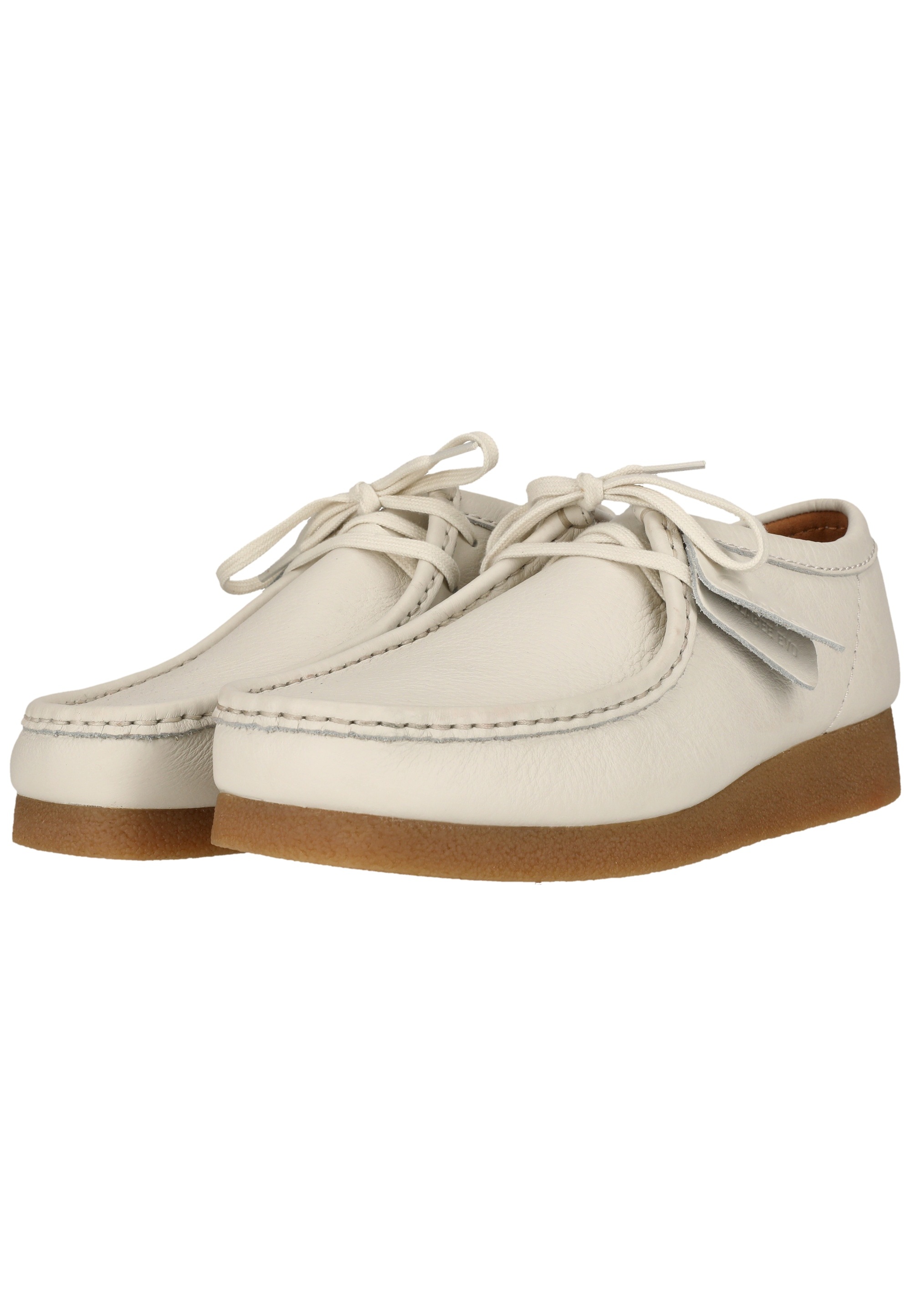 Schnürschuh CLARKS "Wallabee EVO", Damen, Gr. 42, weiß, Leder, Schuhe Schnürschuh, mit Kieselkrepp-Effekt 6