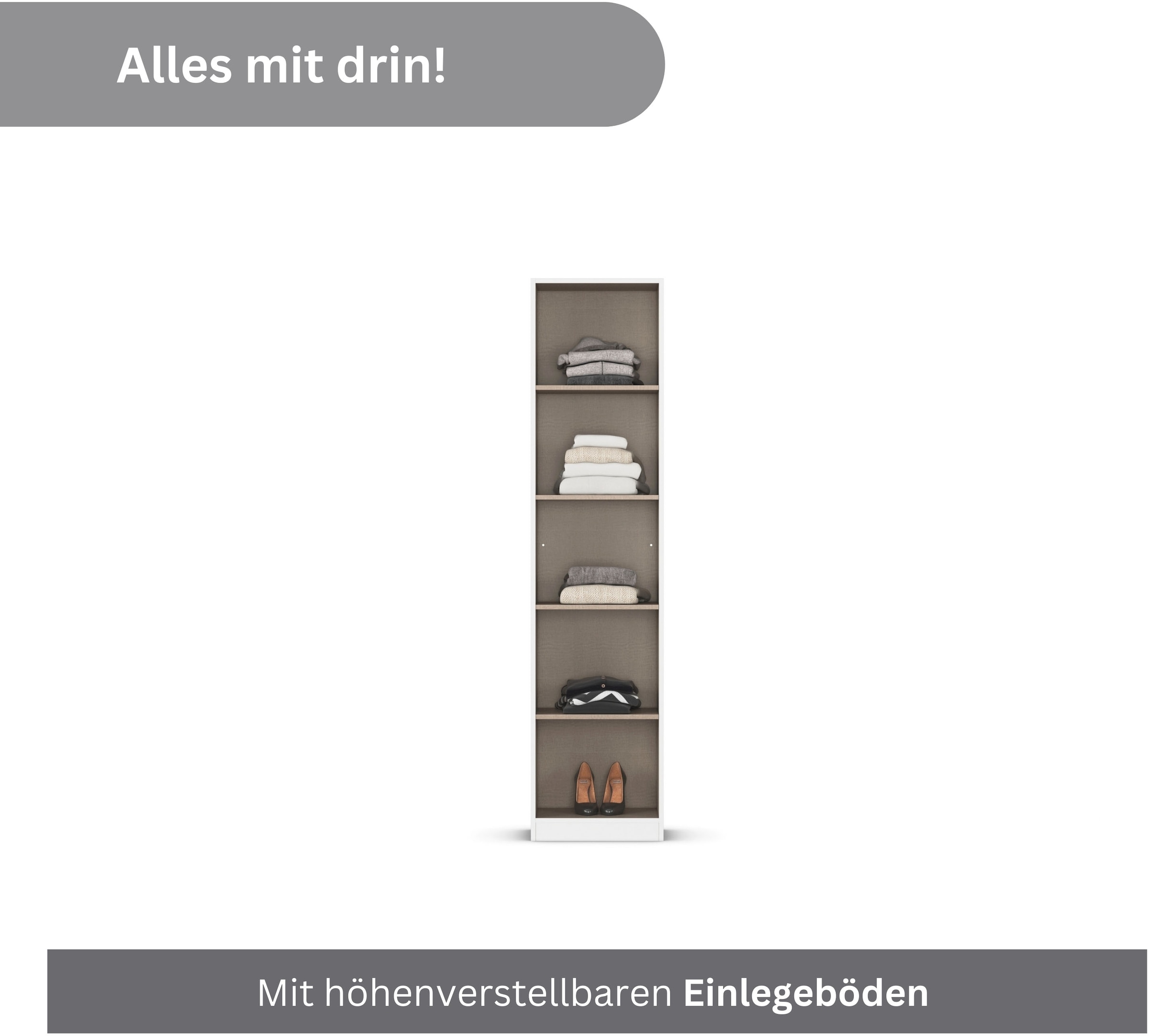 rauch Mehrzweckschrank »Garderobe Kleiderschrank Schrank Schuhschrank Putzschrank MINOSA« Breiten 47/69/91/136 cm, Höhen 197/210 cm,  In 4 Breiten mit vielen Einlegeböden für viel Stauraum MADE IN GERMANY