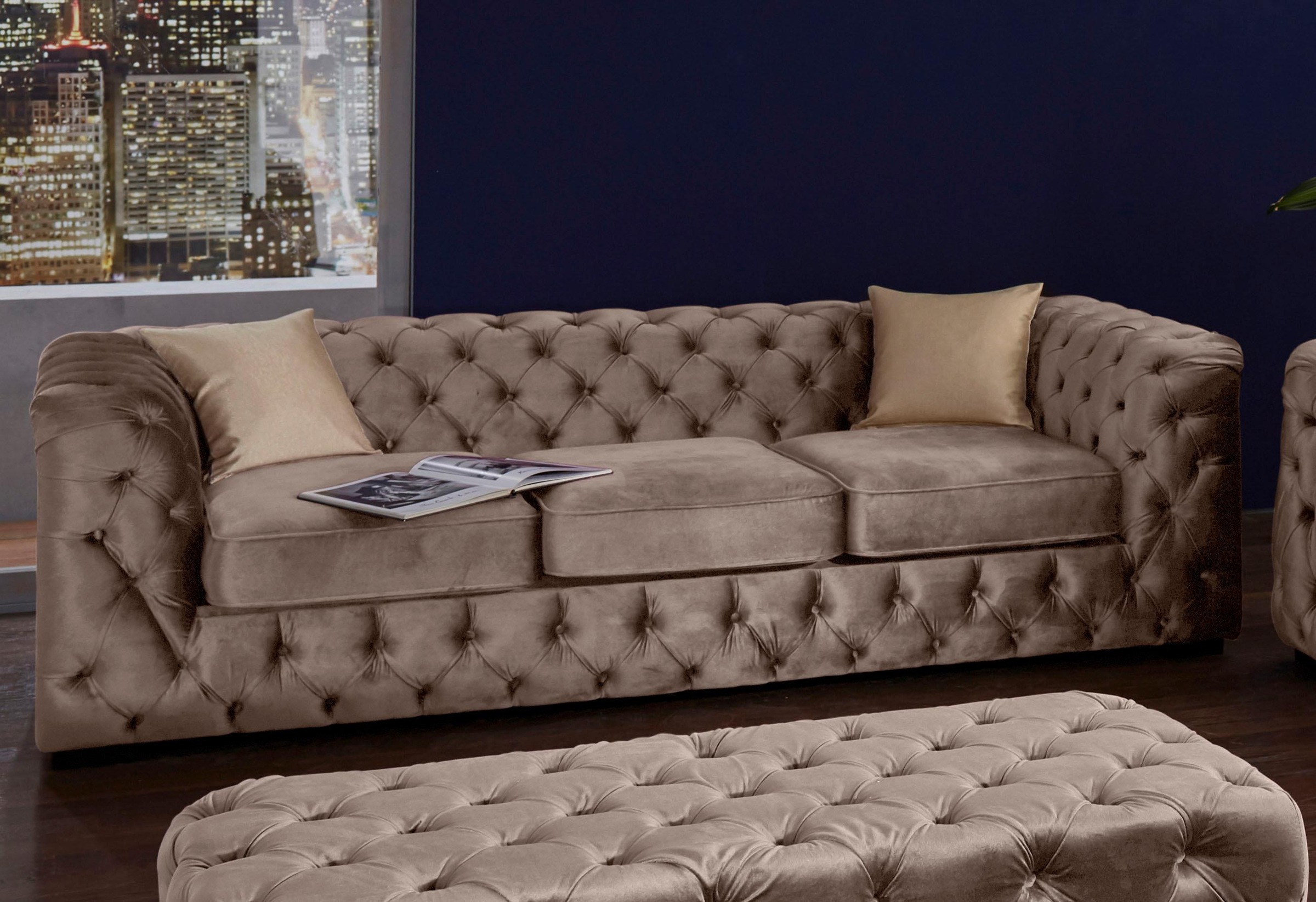 Home affaire Chesterfield-Sofa "Kalina", klassische Chesterfield-Knopfheftu günstig online kaufen