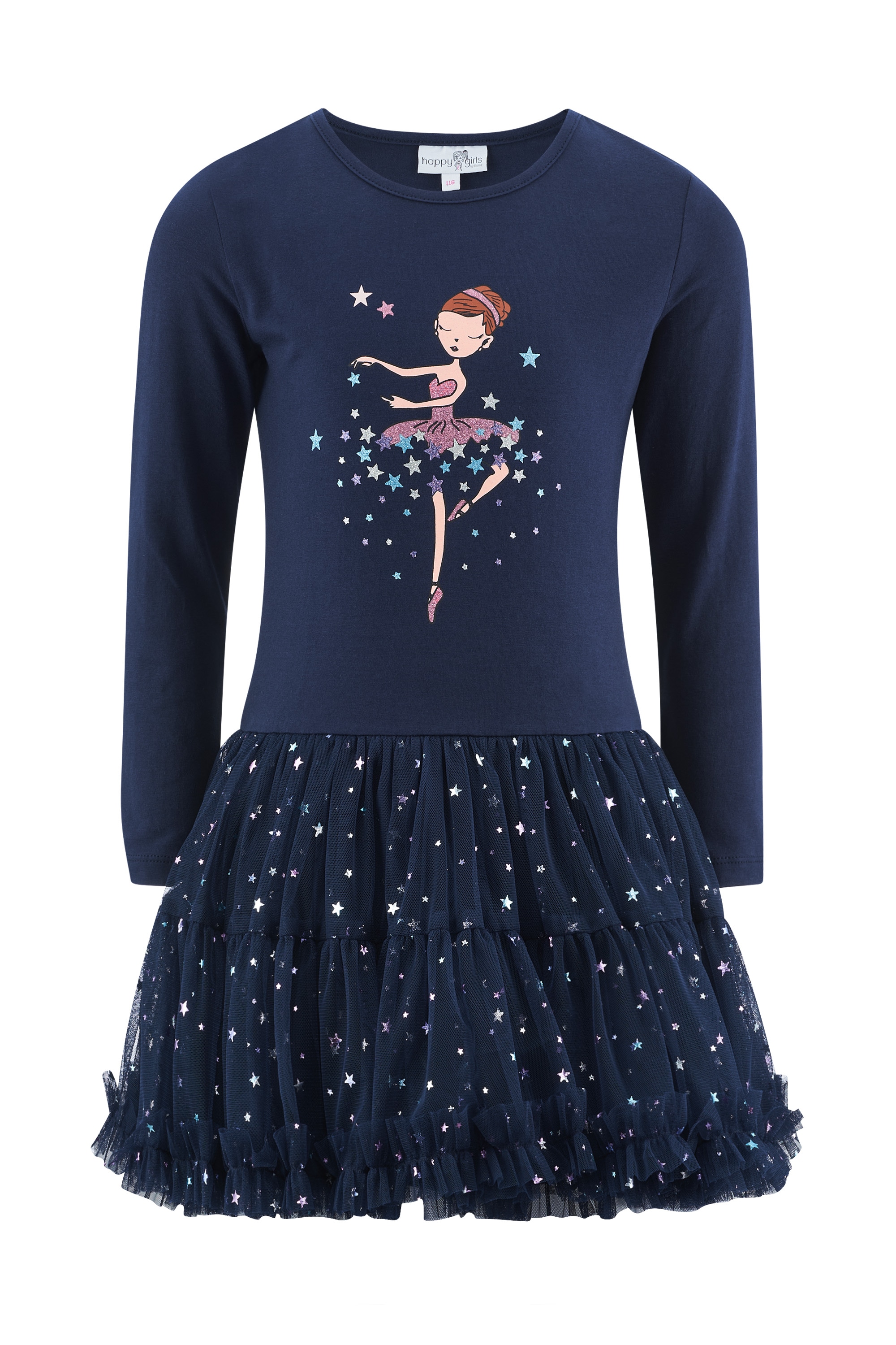 happy girls Jerseykleid Baumwolle mit Stretch, Tüllrock, Glitzerdetails