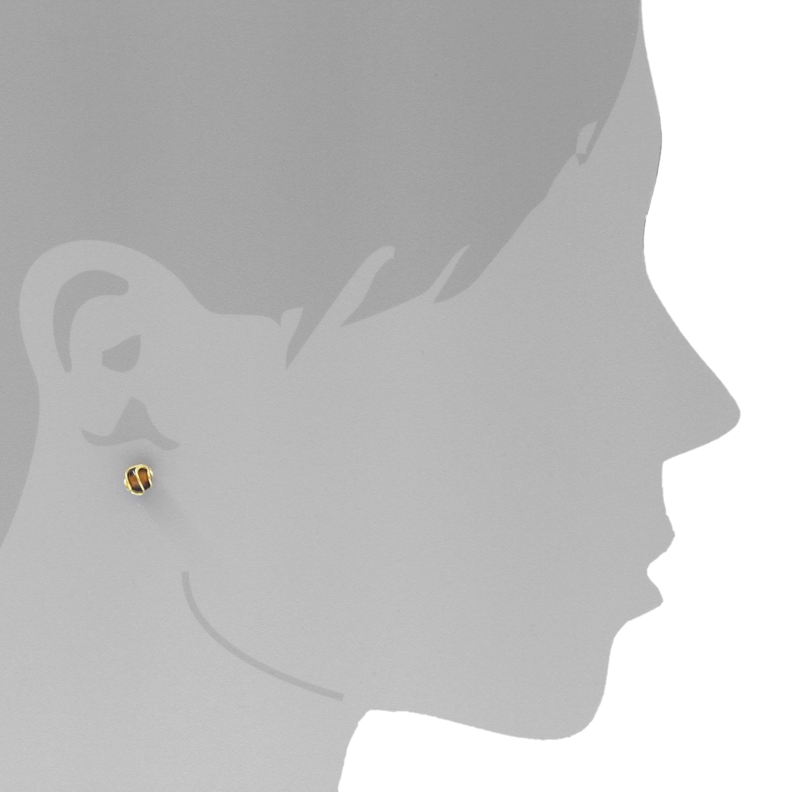 Paar Ohrstecker OSTSEE-SCHMUCK "- Goldkäfig - Gold 333/000 - Tigerauge" Gr. 7,5, gold (gold 333, goldfarben, gelb), Ohrringe, Damen, Gelbgold 333 2