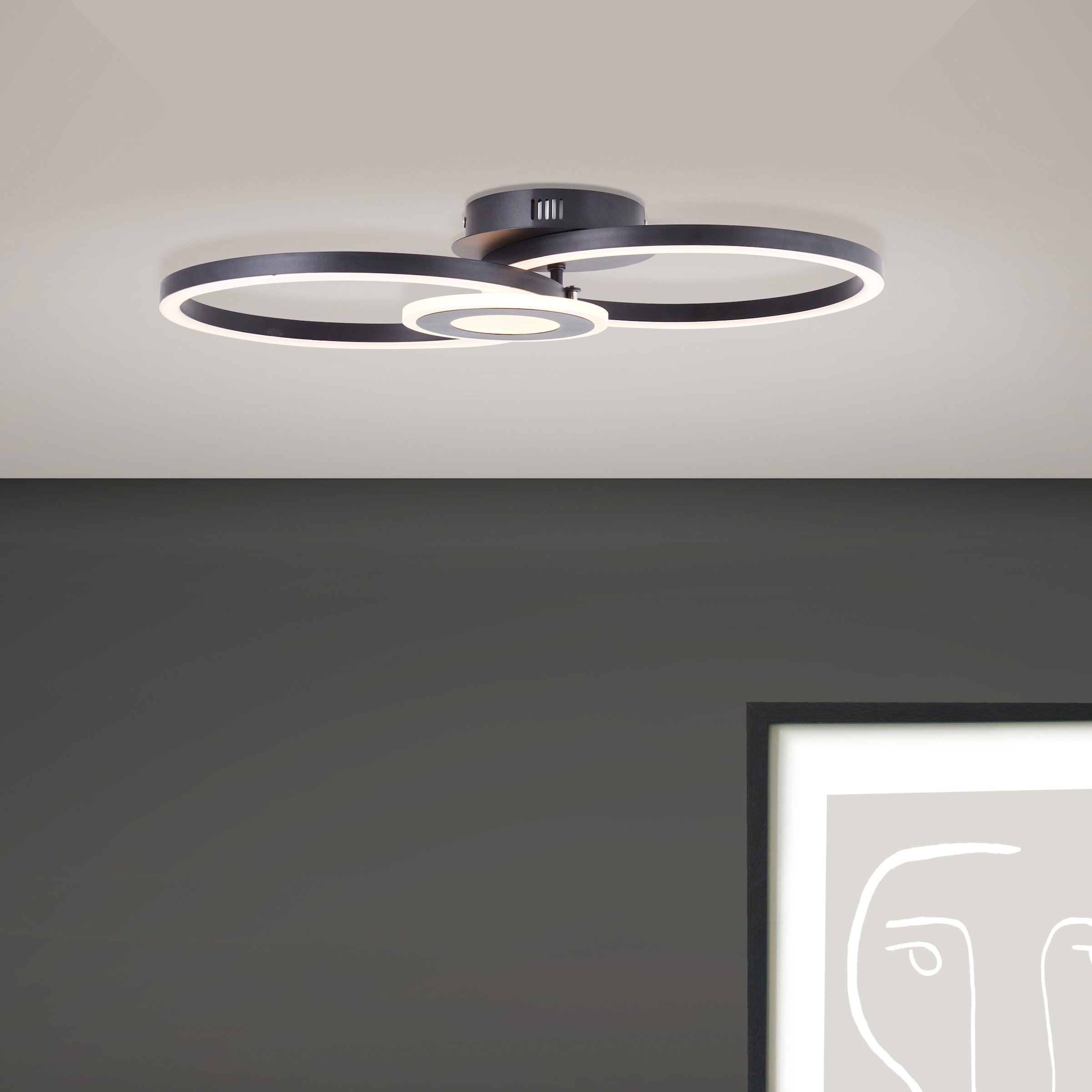 BreLight LED Deckenleuchte »Bray«, 30 x 52 cm, 2900 lm, 3000 K warmweiß, Metall, schwarz