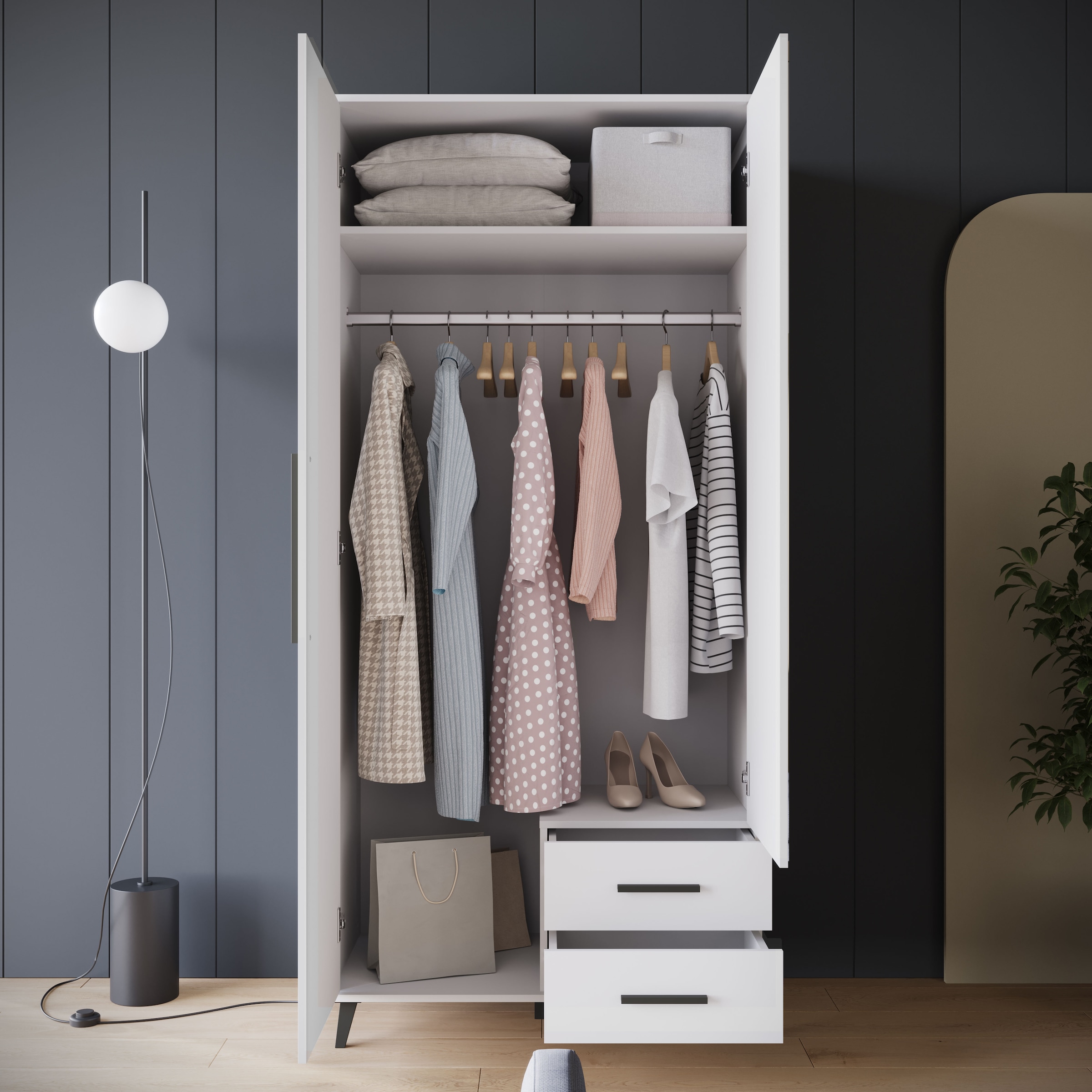 INOSIGN Kleiderschrank »Lagos, Garderobe«, (1 St.), Moderner Drehtürenschrank, FSC-zertifiziert, Schlafzimmerschrank